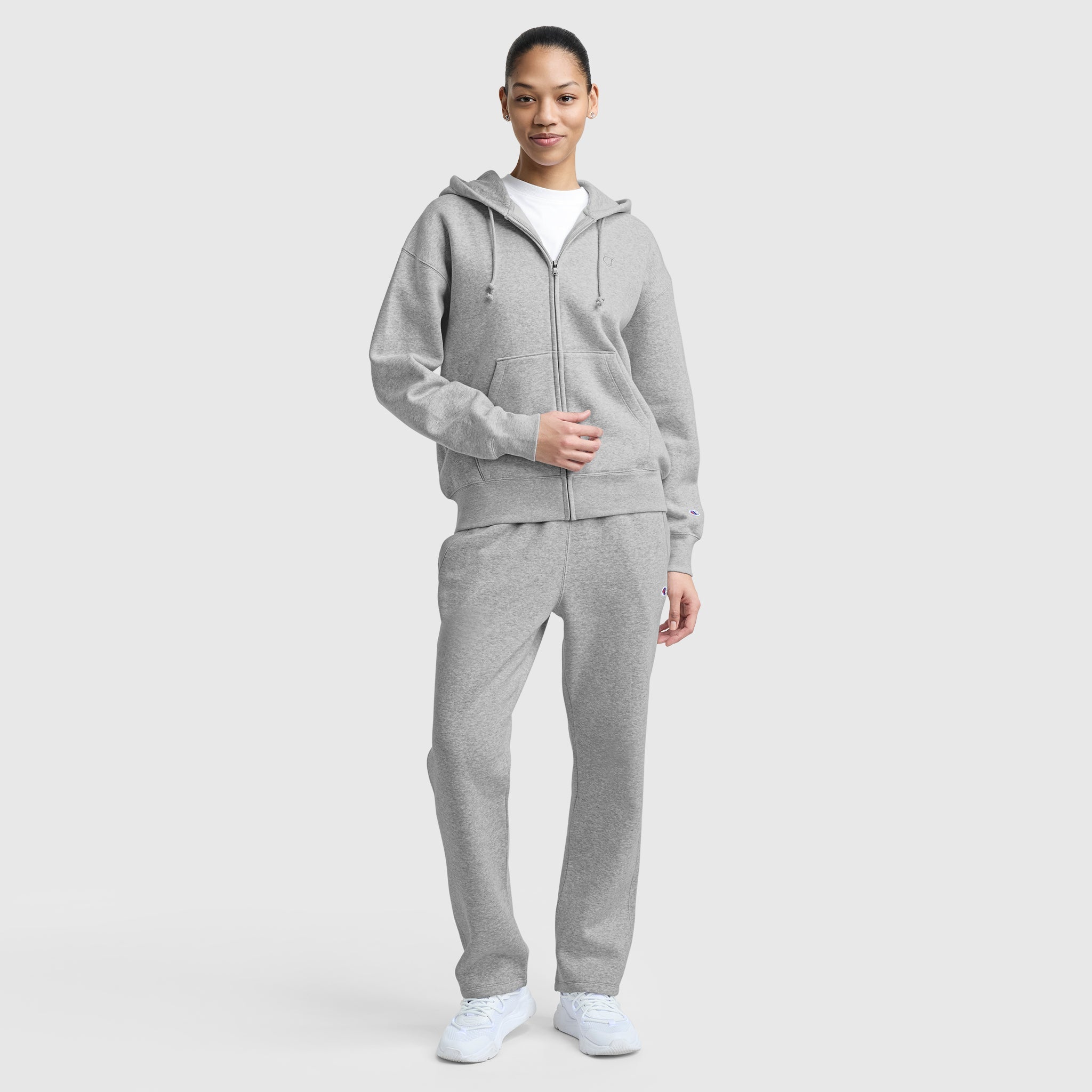 Champion Powerblend Fleece Zip-Up Hoodie - Oxford Grey Heather