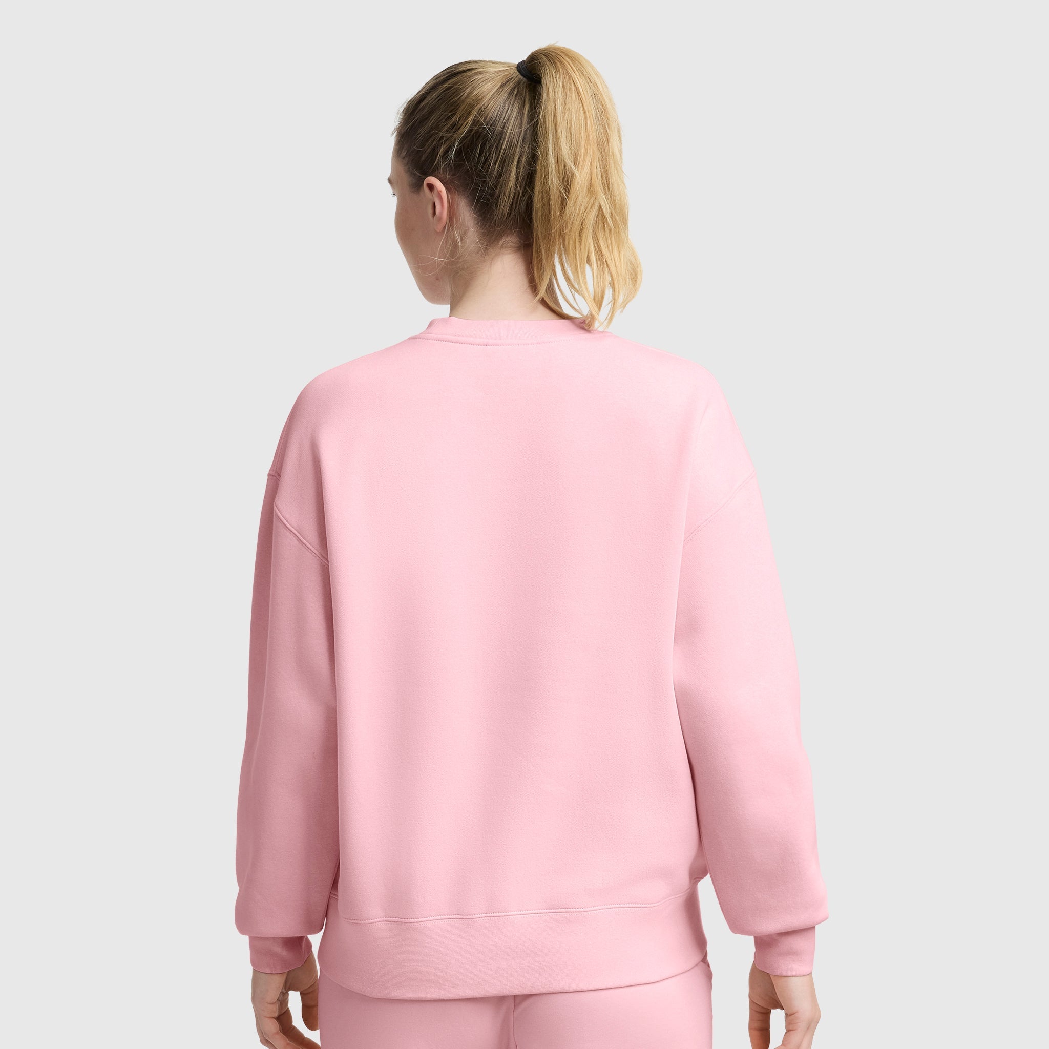 Champion Powerblend Crewneck Sweatshirt, Embroidered Script Logo - Rose Shadow