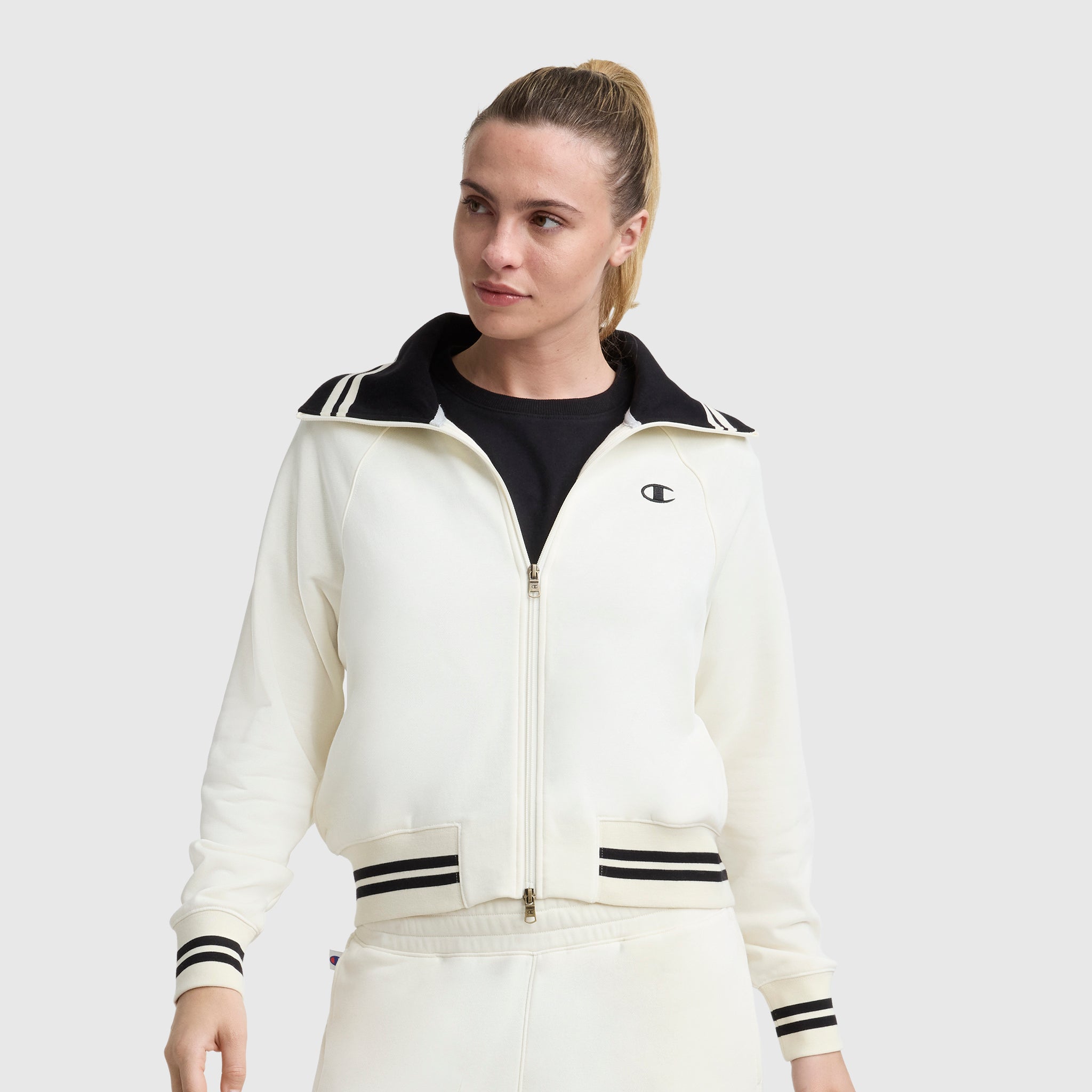 Champion Pitcher Full-Zip Mockneck Top - Unbleached Cotton