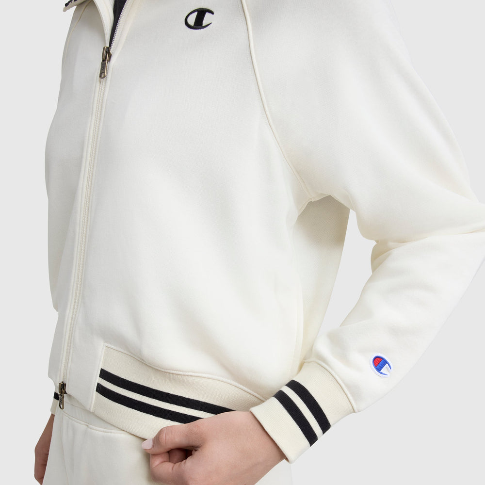 Champion Pitcher Full-Zip Mockneck Top - Unbleached Cotton