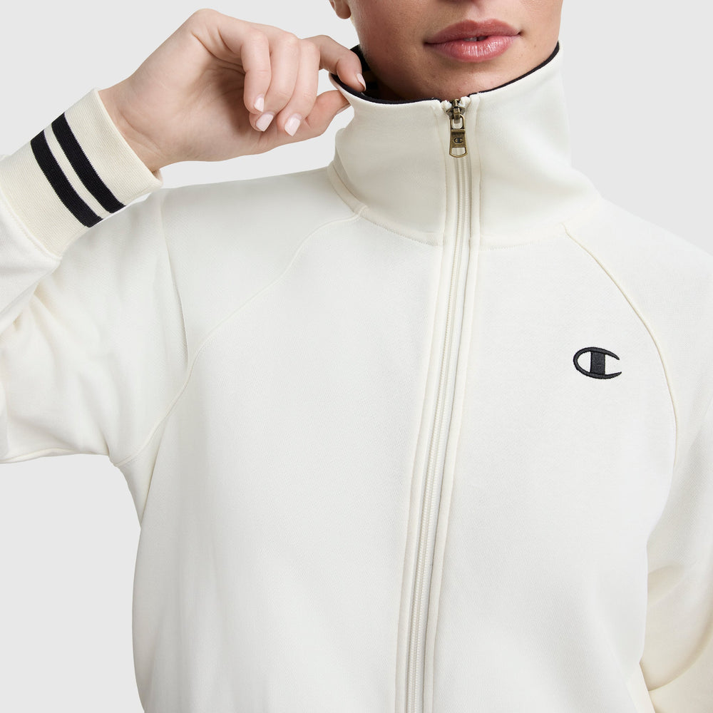 Champion Pitcher Full-Zip Mockneck Top - Unbleached Cotton