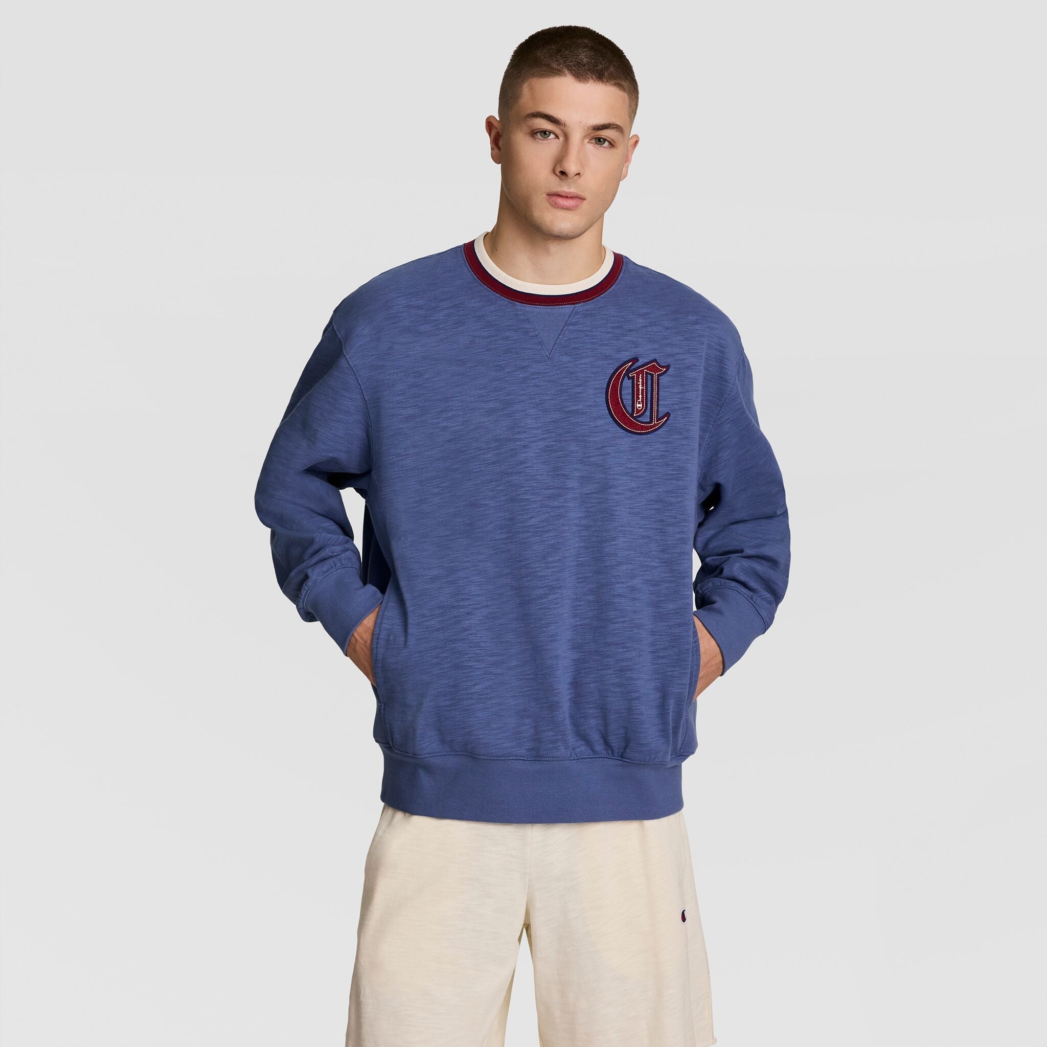 Champion Modern Retro Washed Crew Sweatshirt - Coastal Fjord
