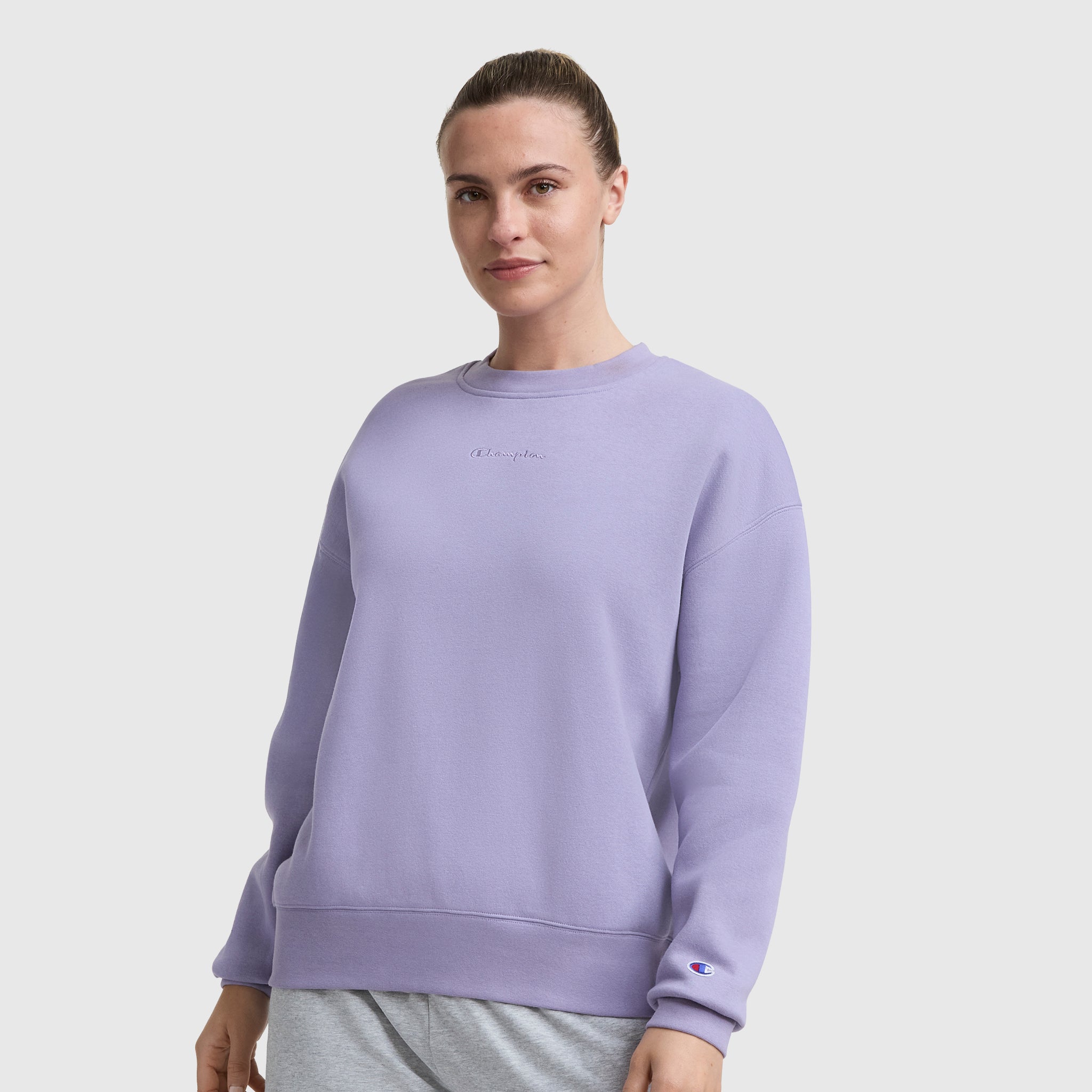 Champion Powerblend Crewneck Sweatshirt, Embroidered Script Logo - Daybreak