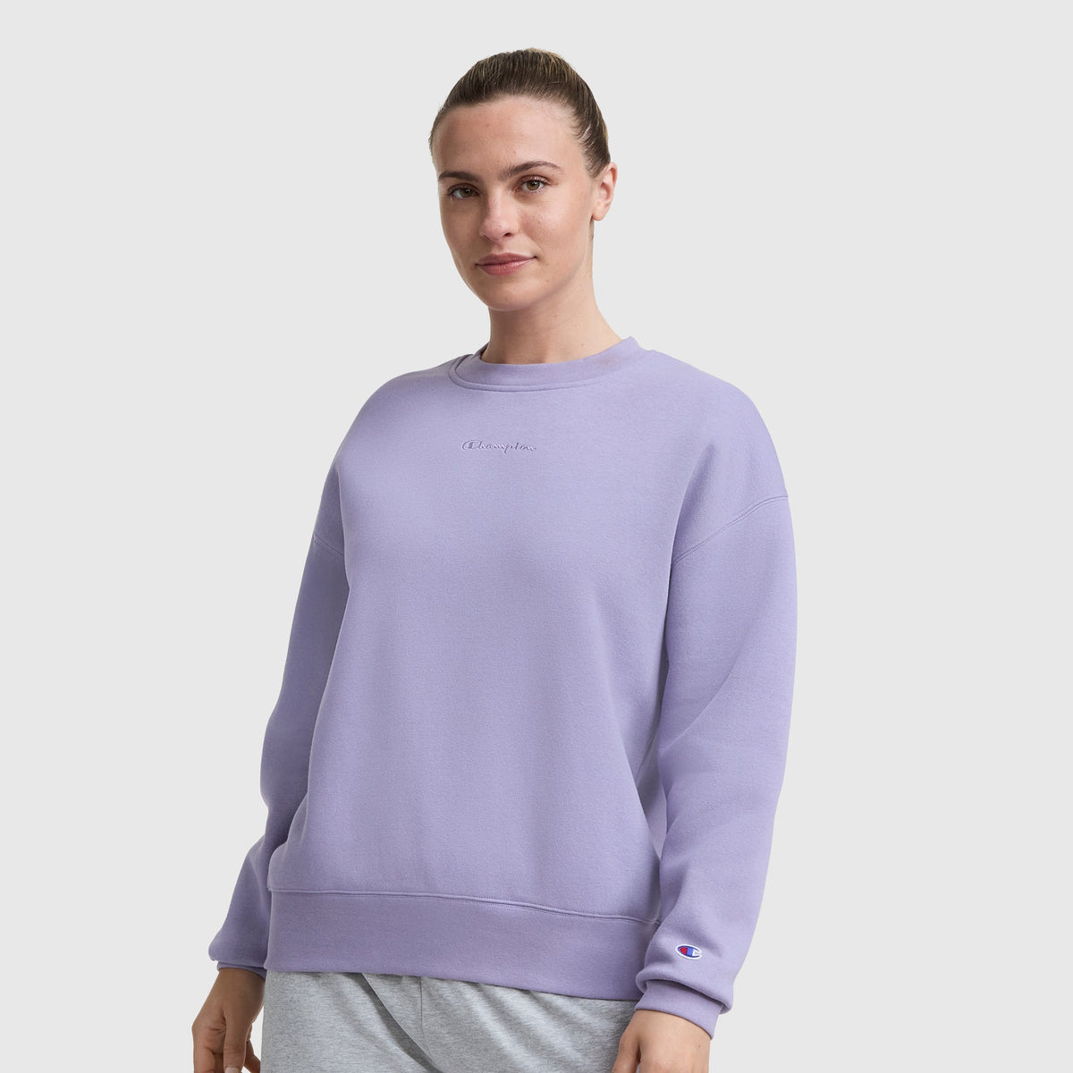 Champion Powerblend Crewneck Sweatshirt, Embroidered Script Logo - Daybreak