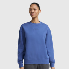 Champion Powerblend Crewneck Sweatshirt, Embroidered Script Logo - Coastal Fjord