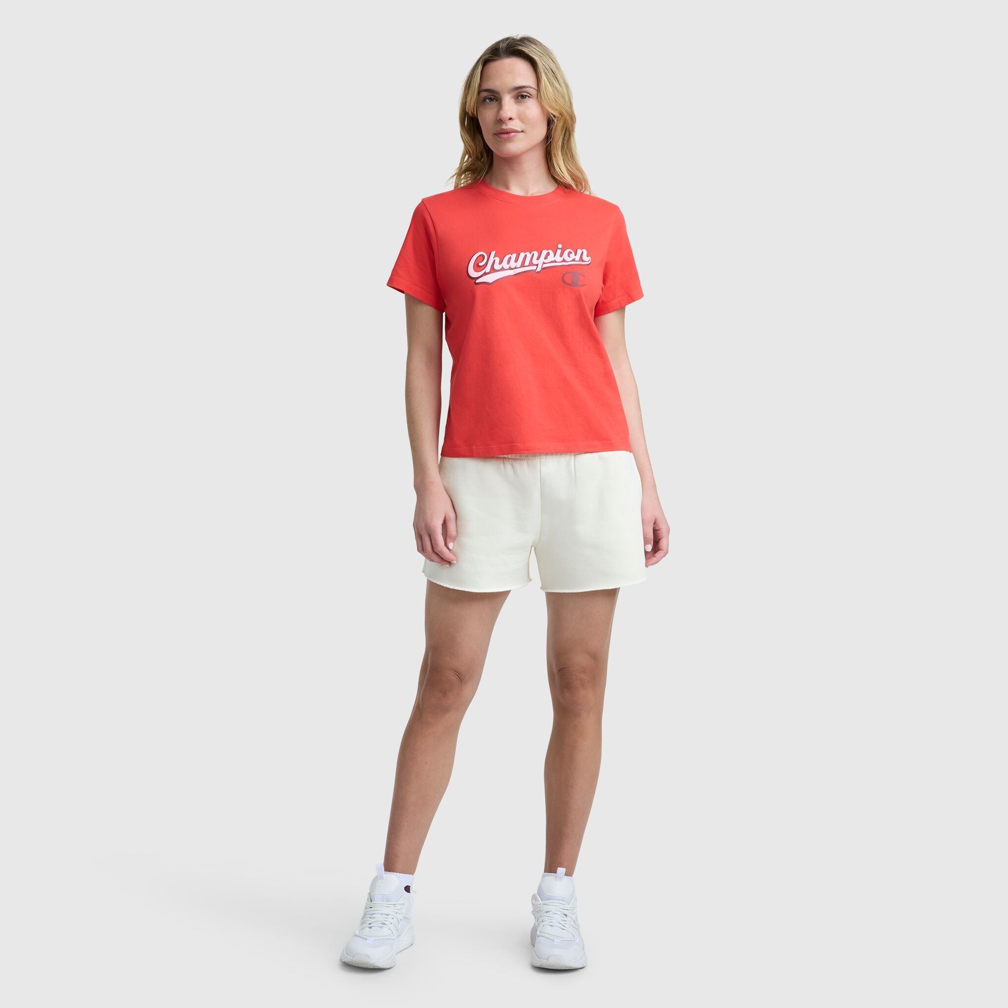Champion Modern Retro Baseball Graphic T-Shirt, Script Logo - Poppy Red