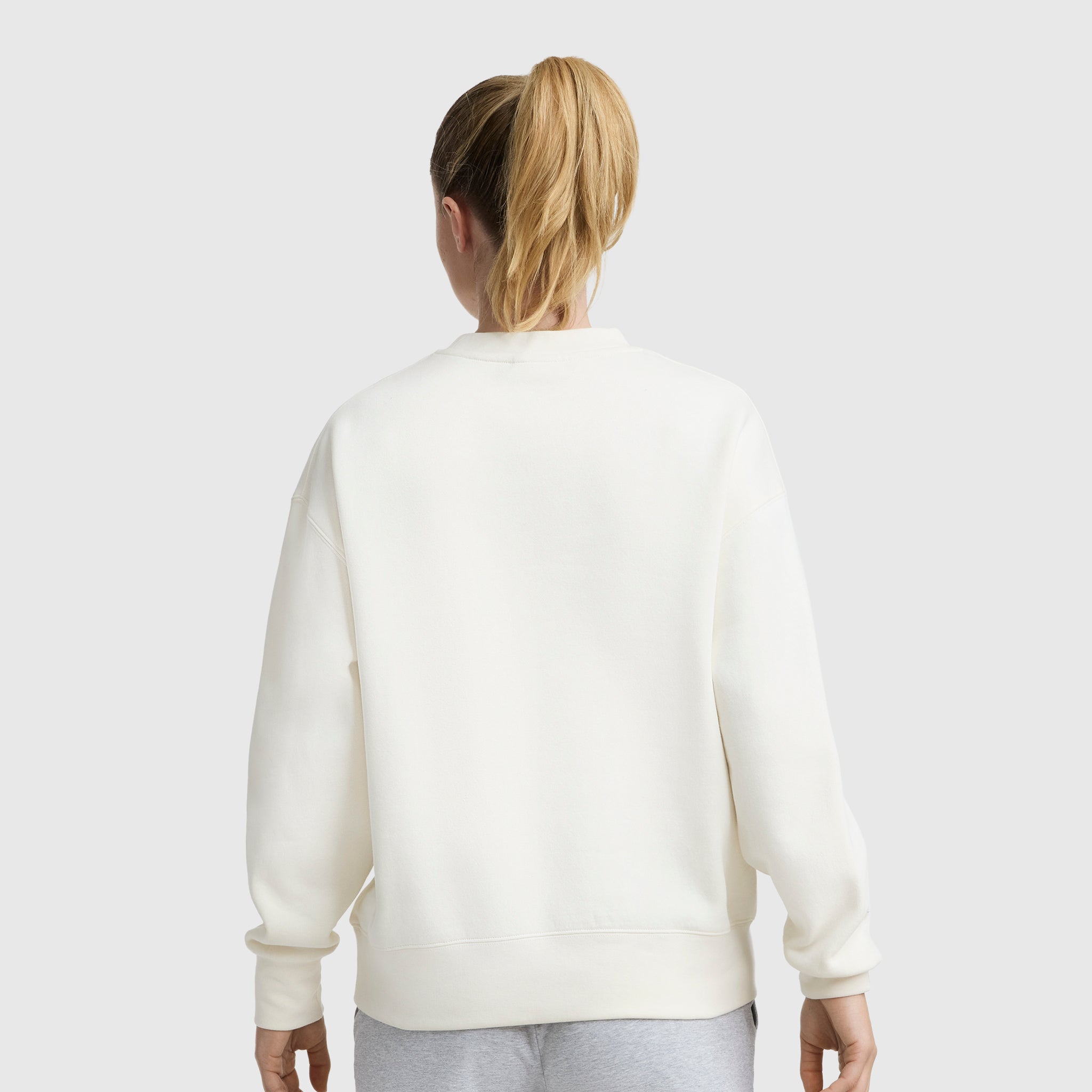 Champion Powerblend Crewneck Sweatshirt, Embroidered Script Logo - Unbleached Cotton