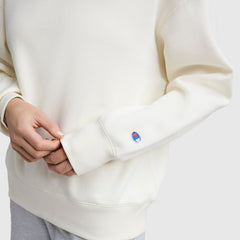 Champion Powerblend Crewneck Sweatshirt, Embroidered Script Logo - Unbleached Cotton