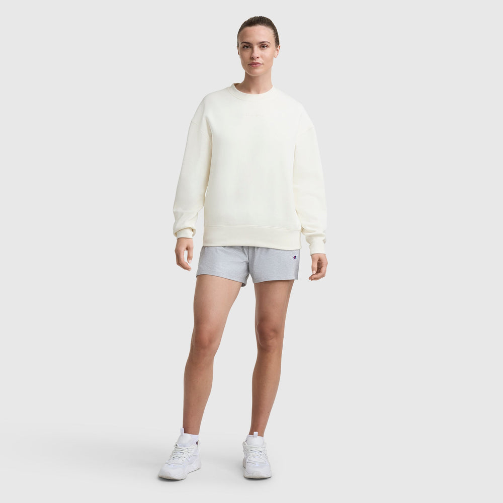 Champion Powerblend Crewneck Sweatshirt, Embroidered Script Logo - Unbleached Cotton