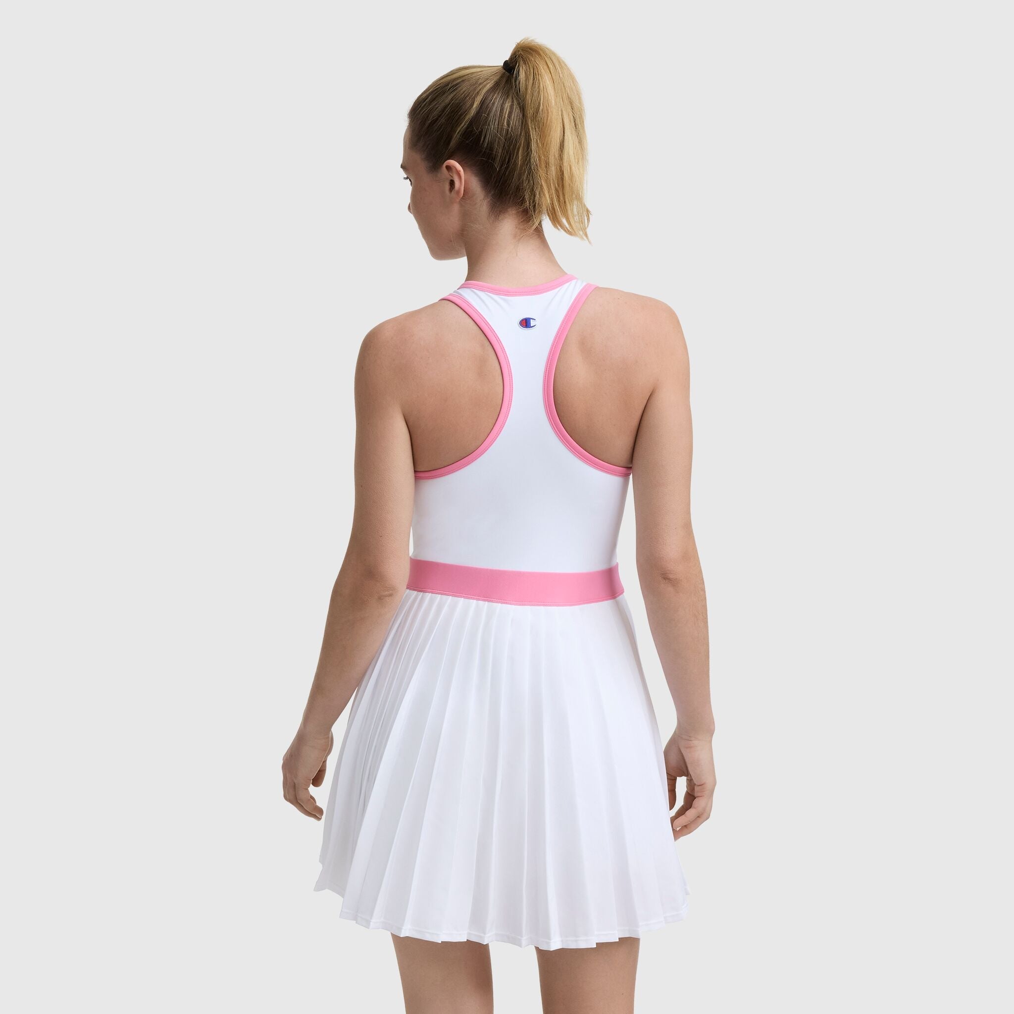 Champion Match Point Tennis Dress, Embroidered Script Logo - Bright White