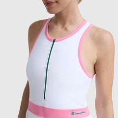 Champion Match Point Tennis Dress, Embroidered Script Logo - Bright White