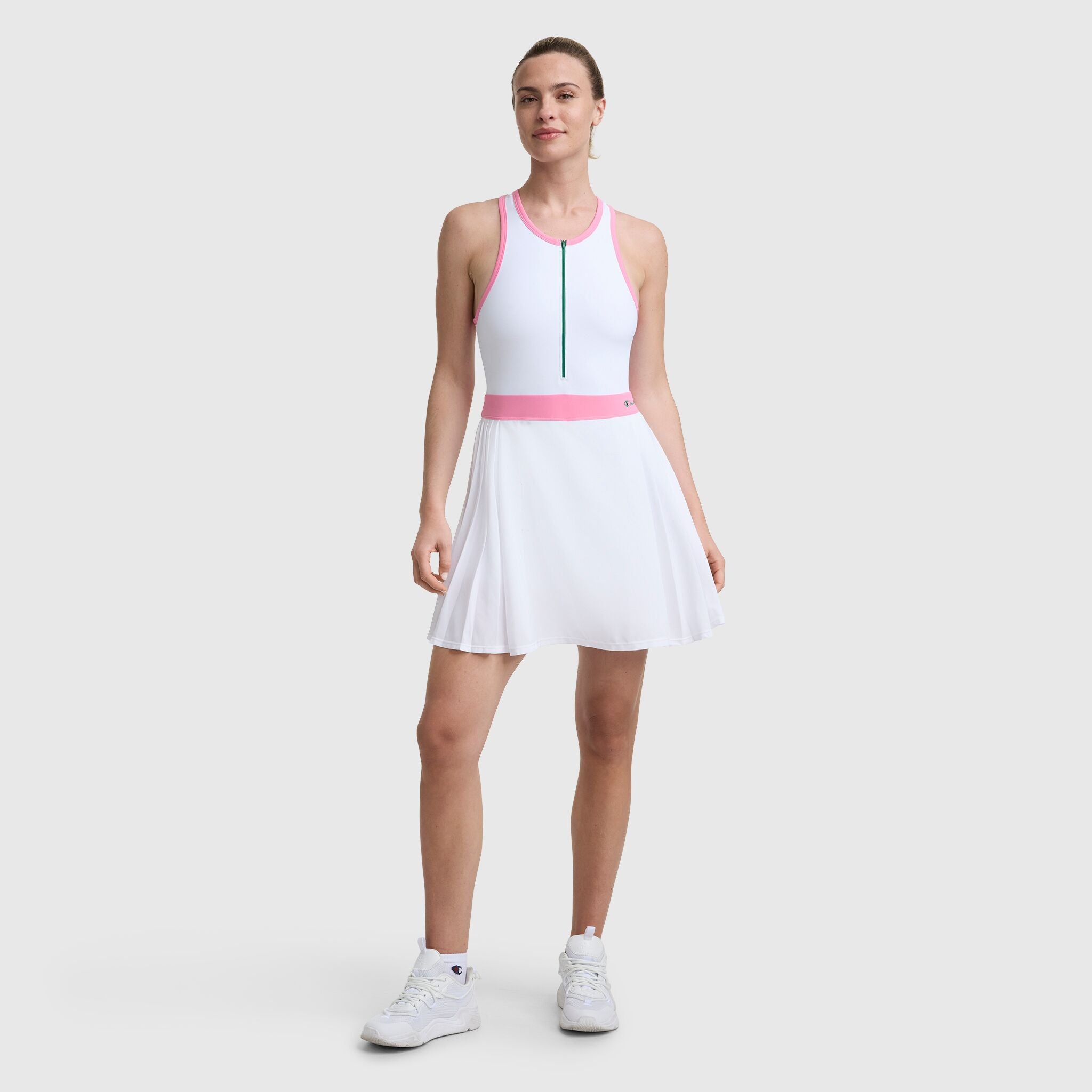 Champion Match Point Tennis Dress, Embroidered Script Logo - Bright White