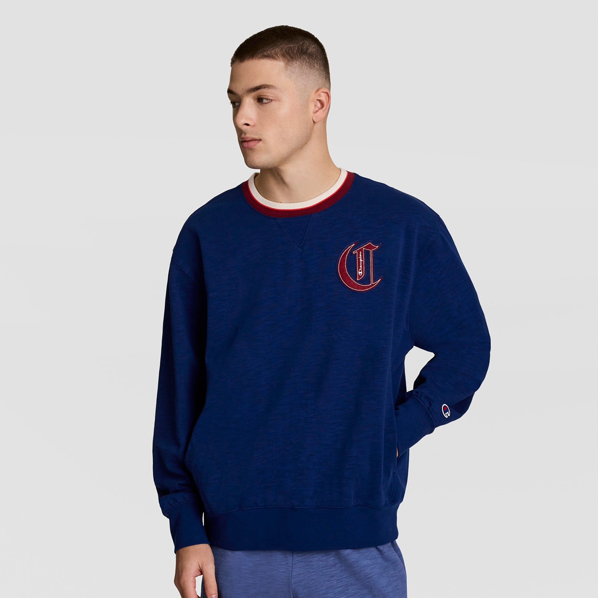 Champion Modern Retro Washed Crew Sweatshirt - Blue Depth