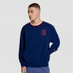 Champion Modern Retro Washed Crew Sweatshirt - Blue Depth