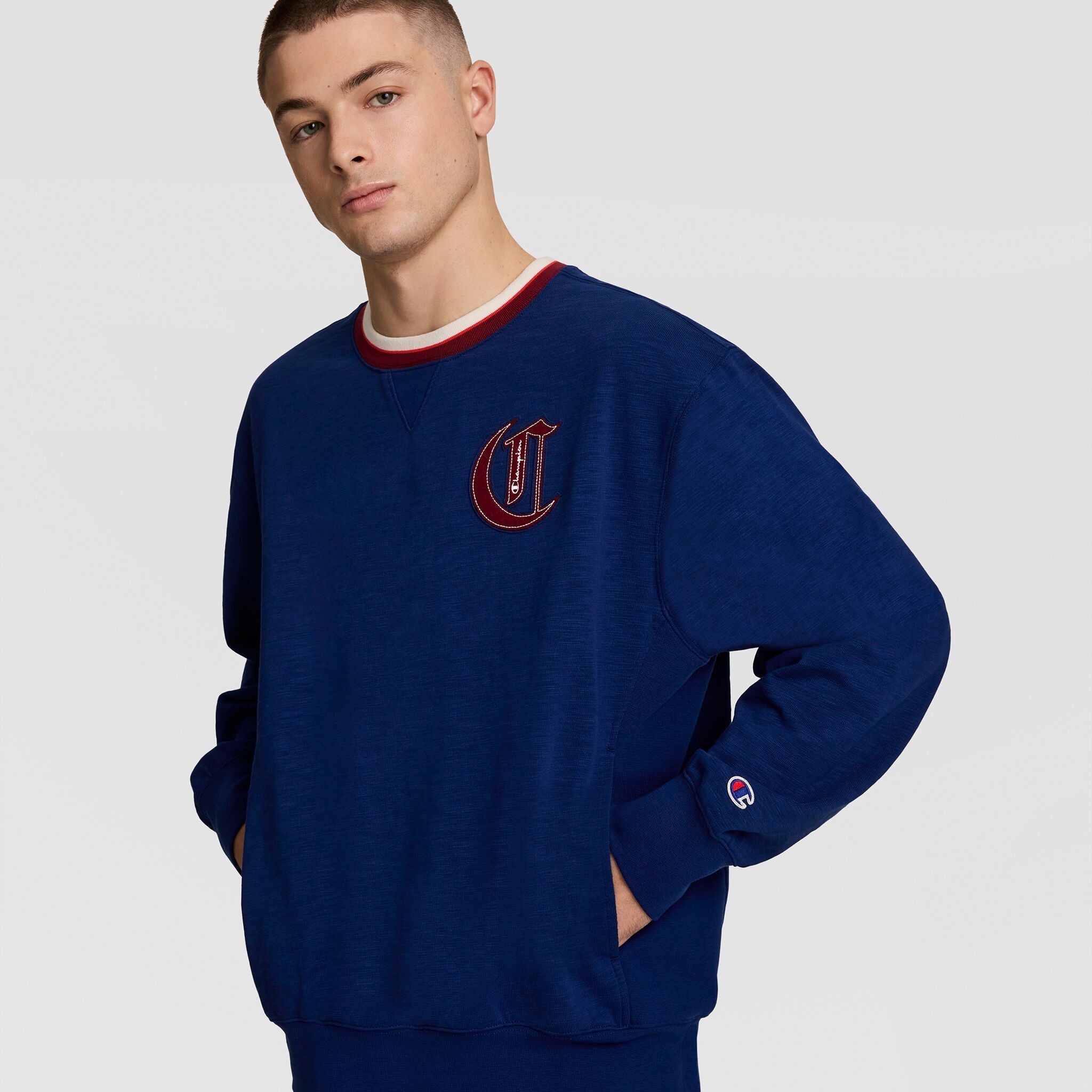 Champion Modern Retro Washed Crew Sweatshirt - Blue Depth