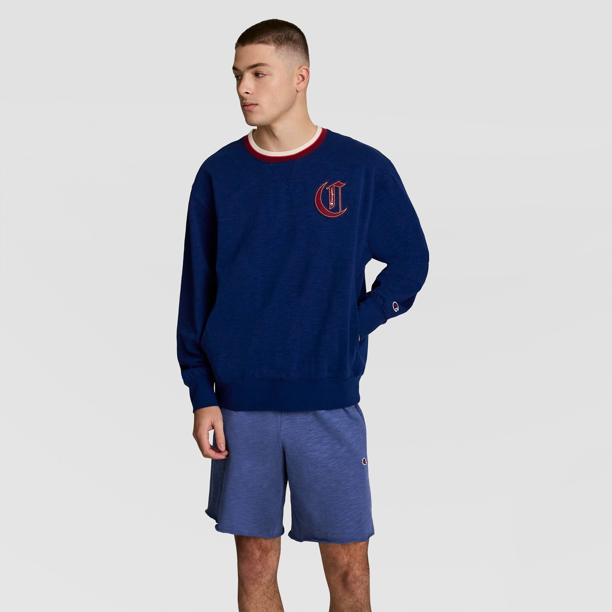 Champion Modern Retro Washed Crew Sweatshirt - Blue Depth