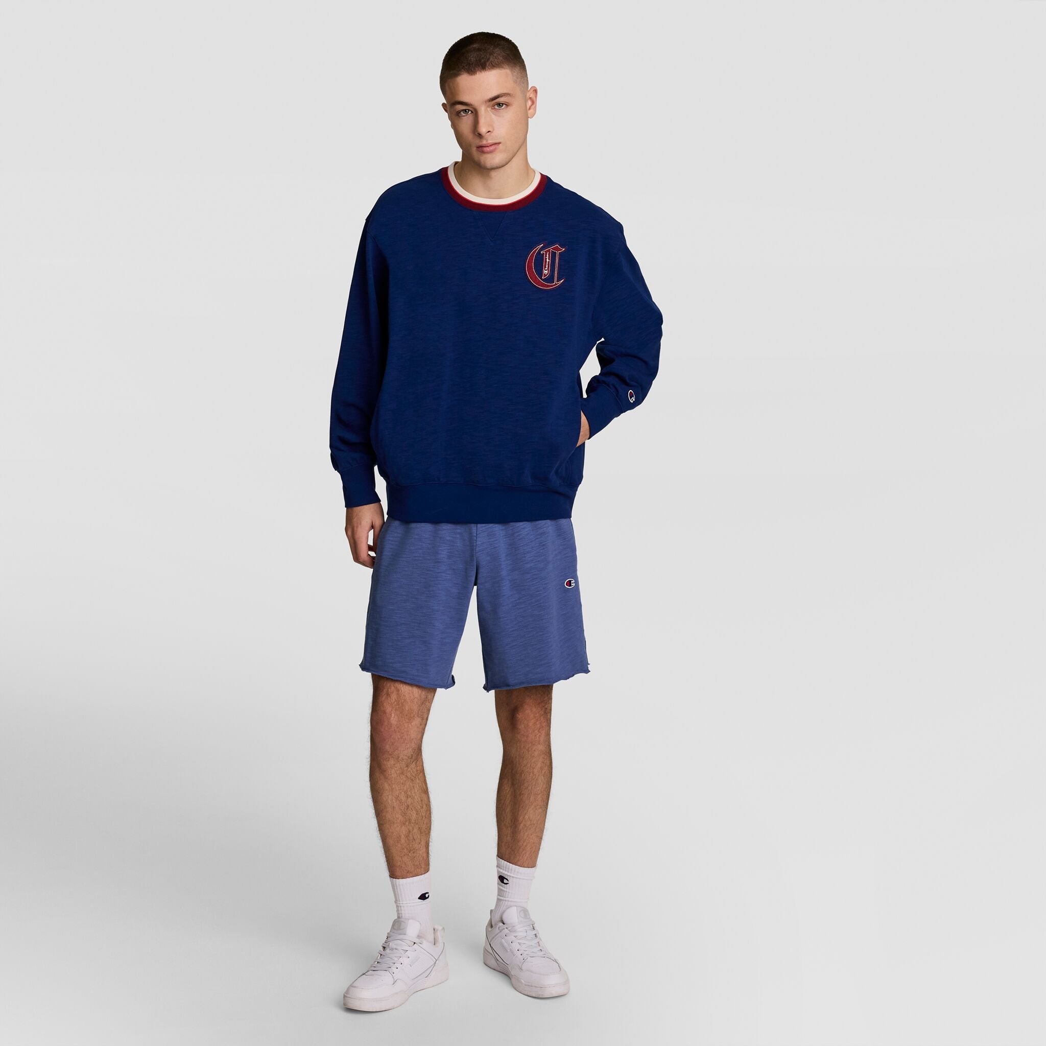 Champion Modern Retro Washed Crew Sweatshirt - Blue Depth