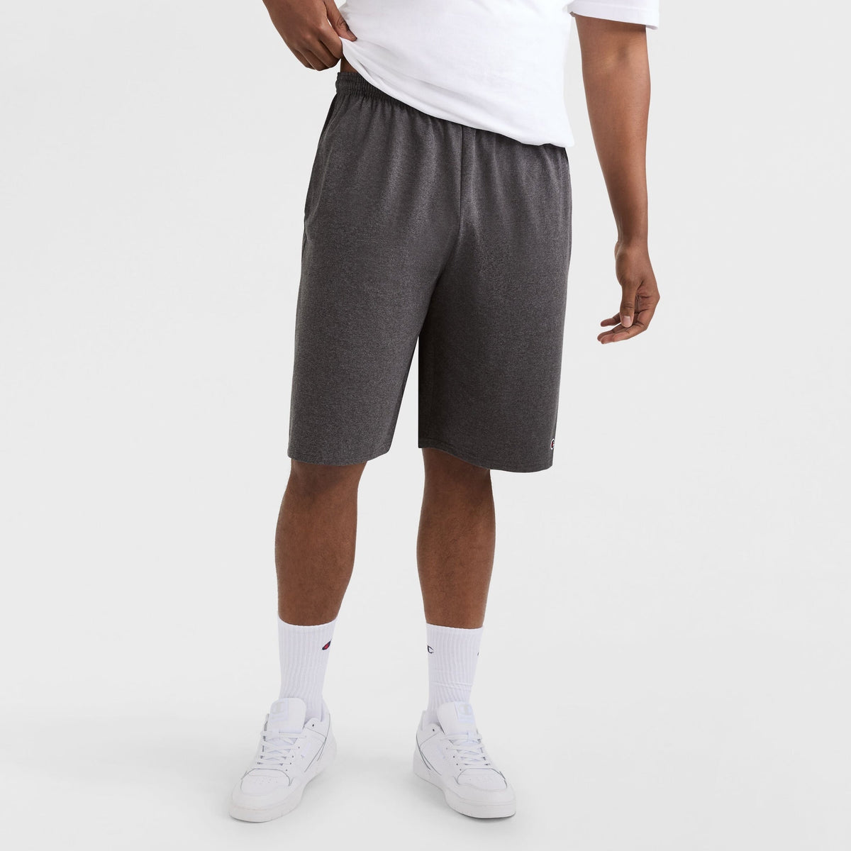 Champion Lightweight Lounge Shorts, C Patch Logo - Big & Tall - Granite Grey Heather