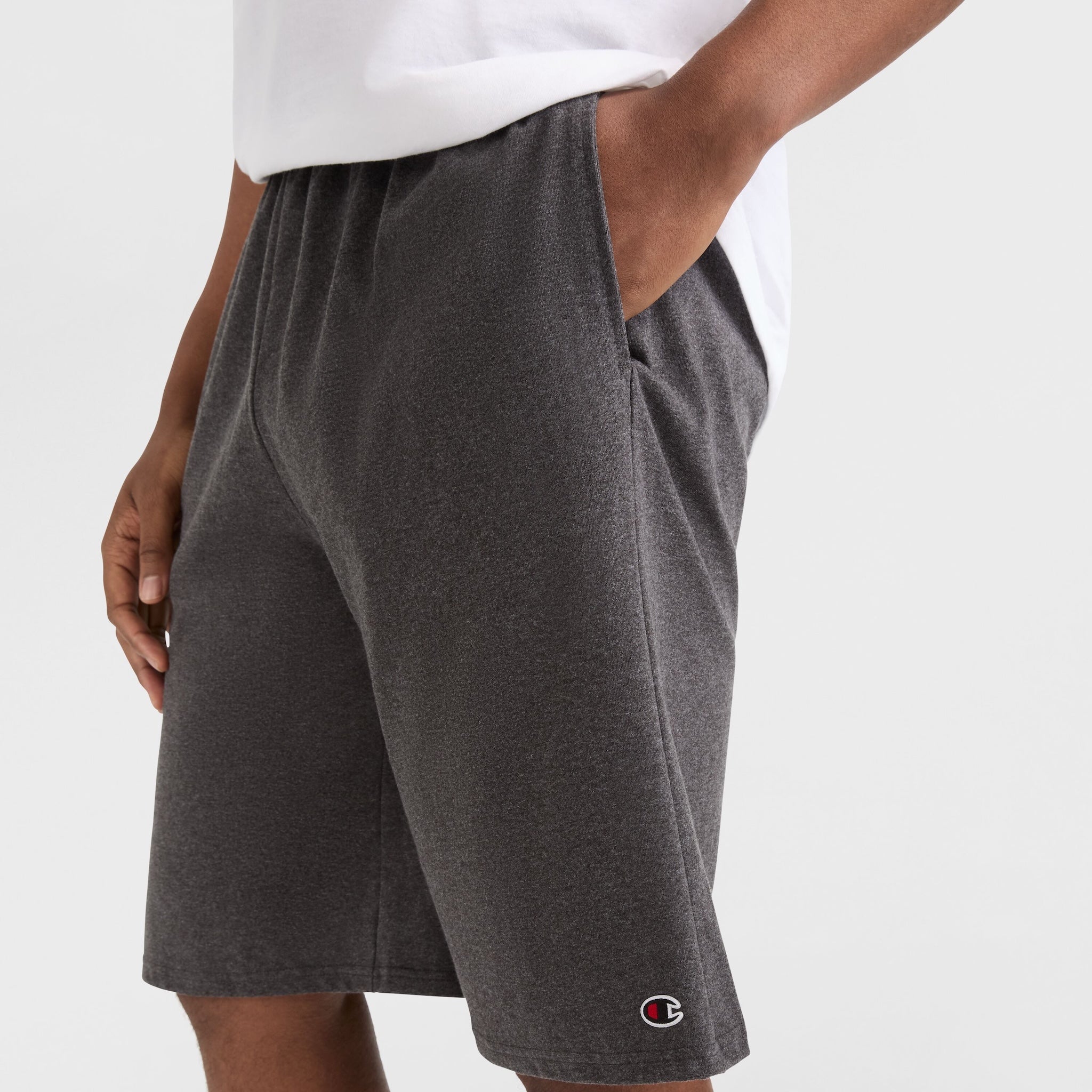 Champion Lightweight Lounge Shorts, C Patch Logo - Big & Tall - Granite Grey Heather