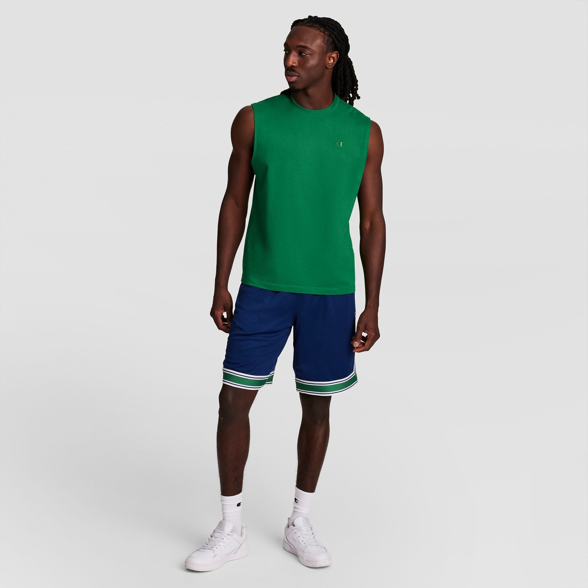 Champion 10" Gridiron Reversible Short, Script Logo - Verdant Green