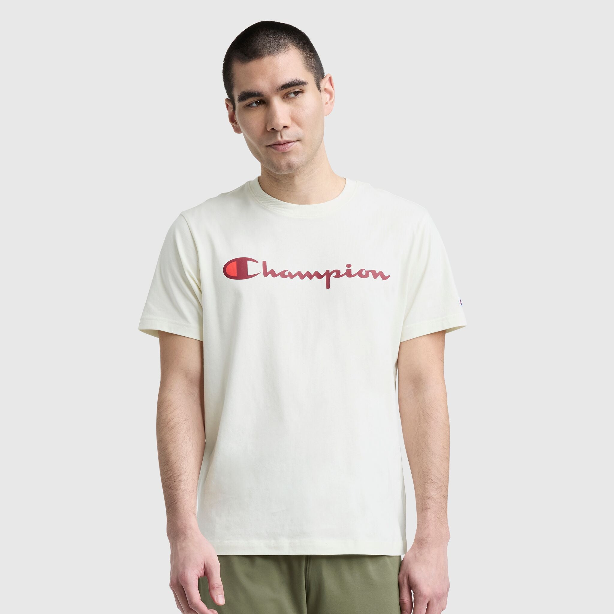 Champion Classic Graphic T-Shirt, Script Logo - Unbleached Cotton