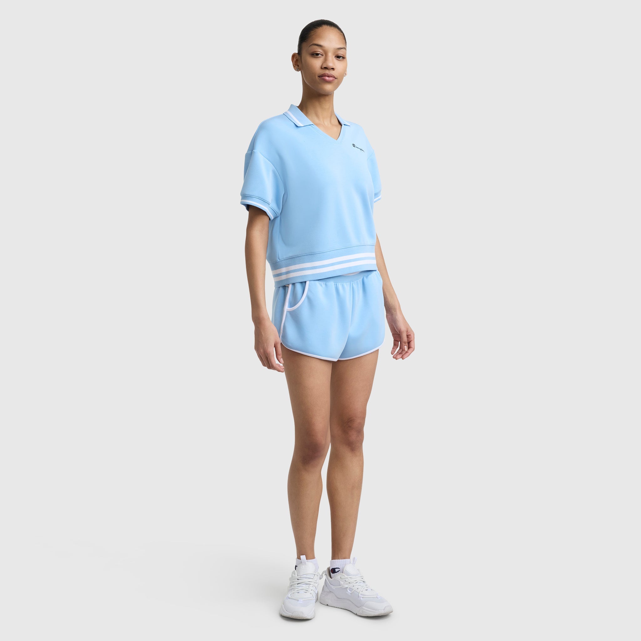 Champion Tennis Court Polo, Embroidered Script Logo - Placid Blue