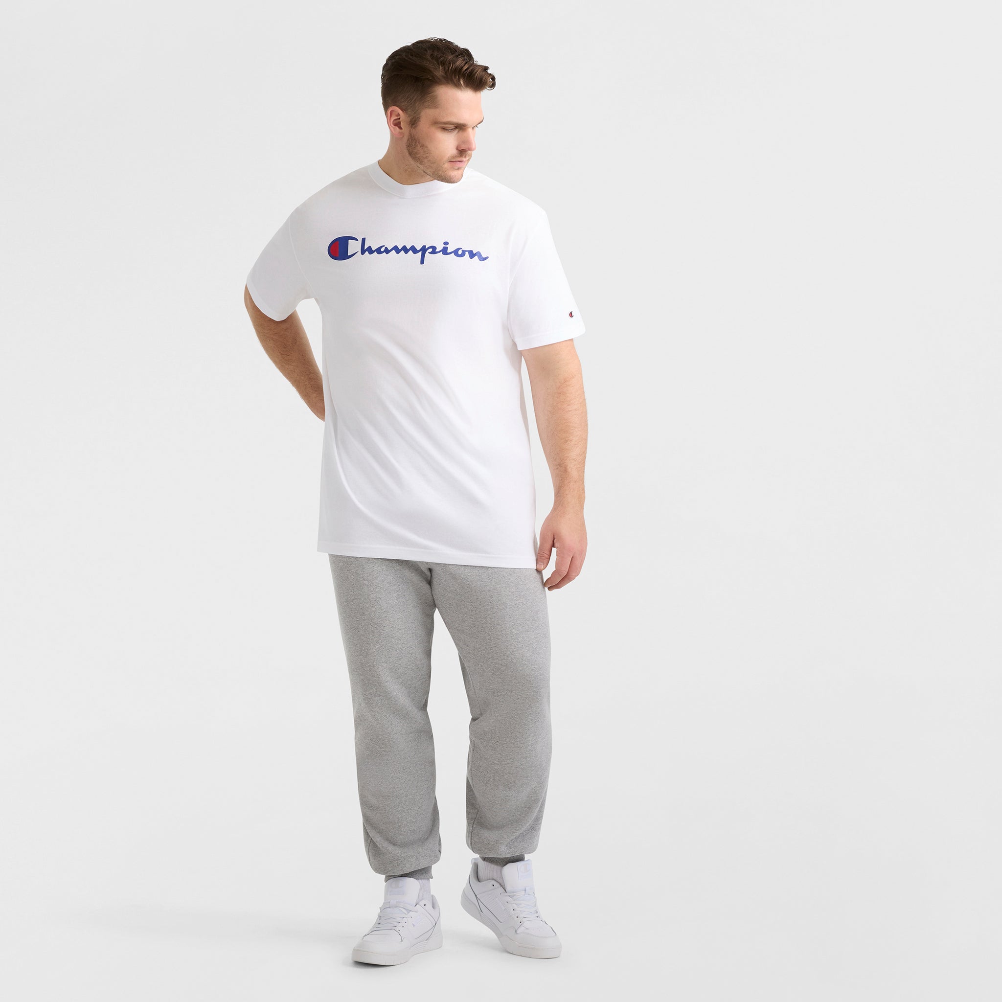 Champion Classic Graphic T-Shirt, Script Logo - Big & Tall - Bright White