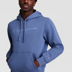 Champion Powerblend Hoodie, Tonal Script Logo - Coastal Fjord
