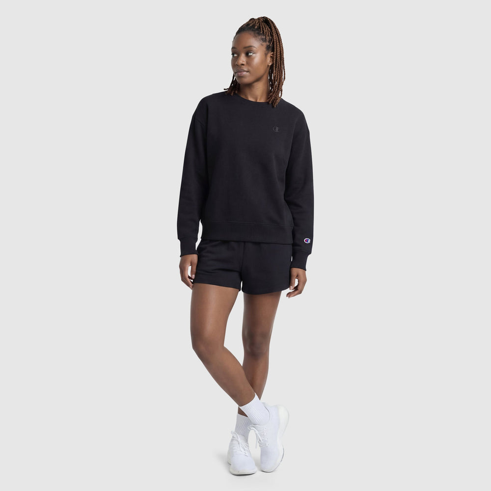 Champion Powerblend Crewneck Sweatshirt, Small "C" - Black