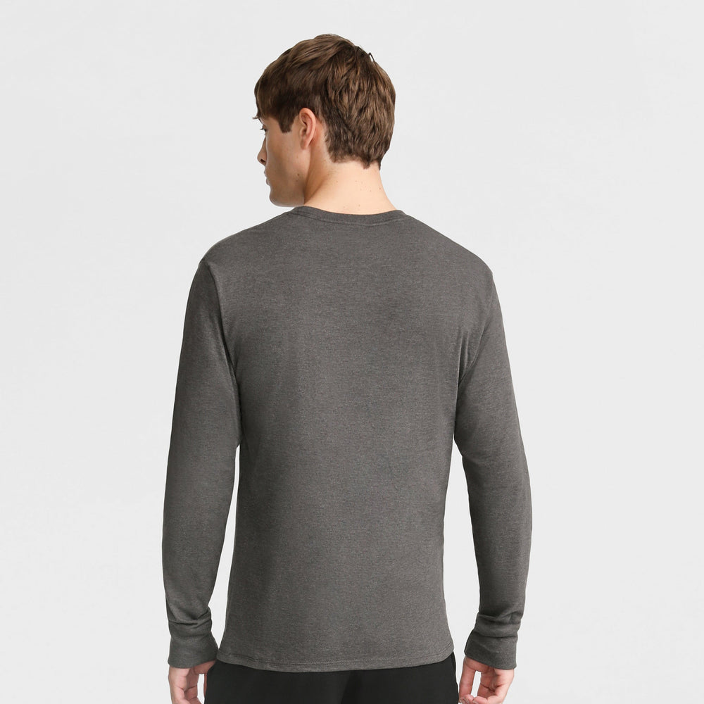 Champion Classic Graphic Long-Sleeve T-Shirt, Script Logo - Granite Heather