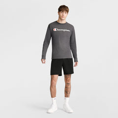 Champion Classic Graphic Long-Sleeve T-Shirt, Script Logo - Granite Heather