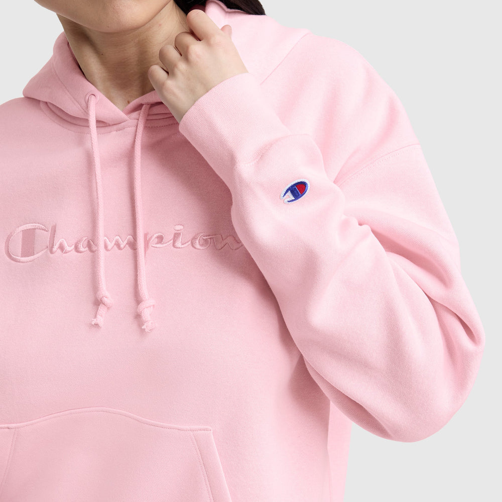 Champion Powerblend Freshman Hoodie, Embroidered Script Logo - Rose Shadow