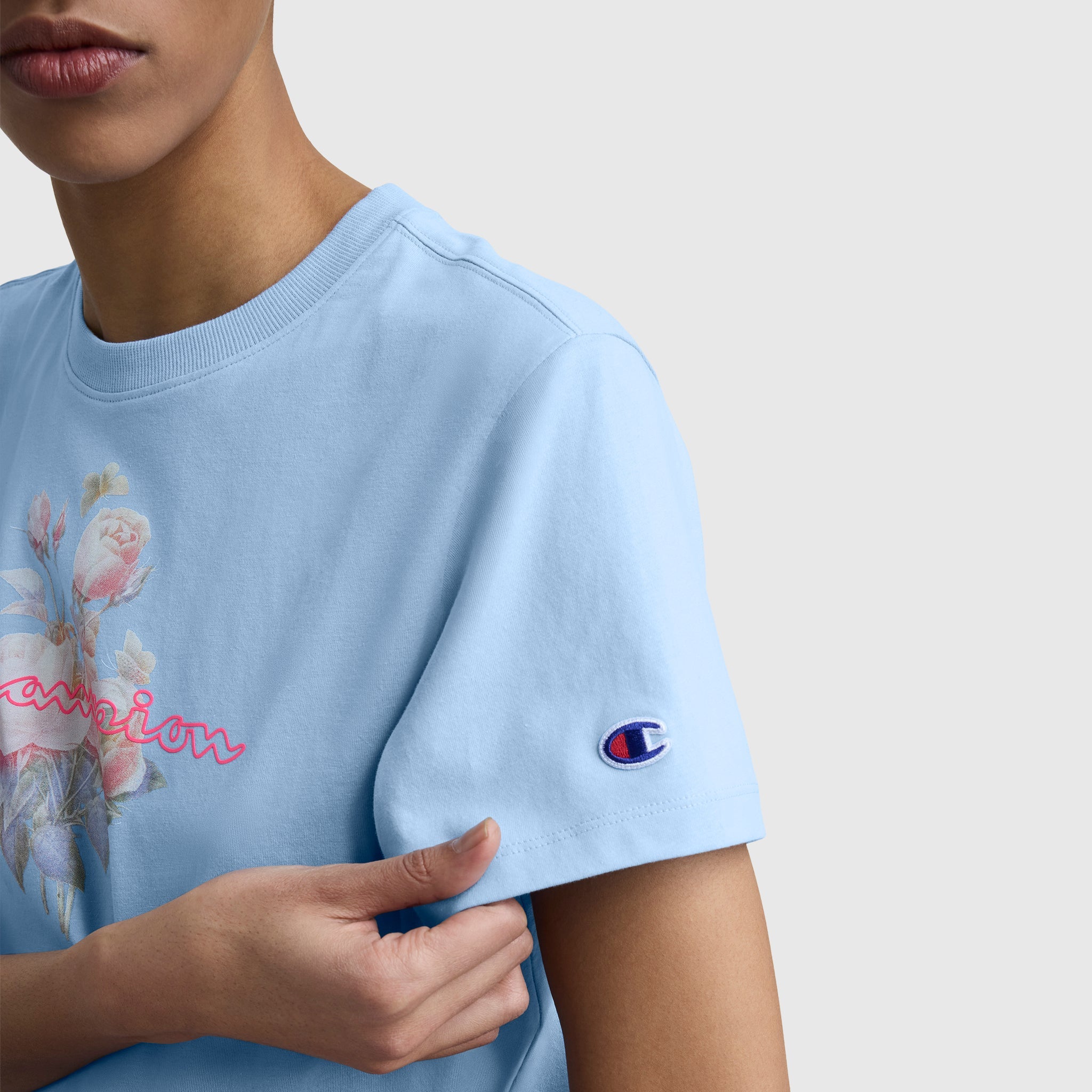 Champion Blurred Roses Graphic T-Shirt - Placid Blue