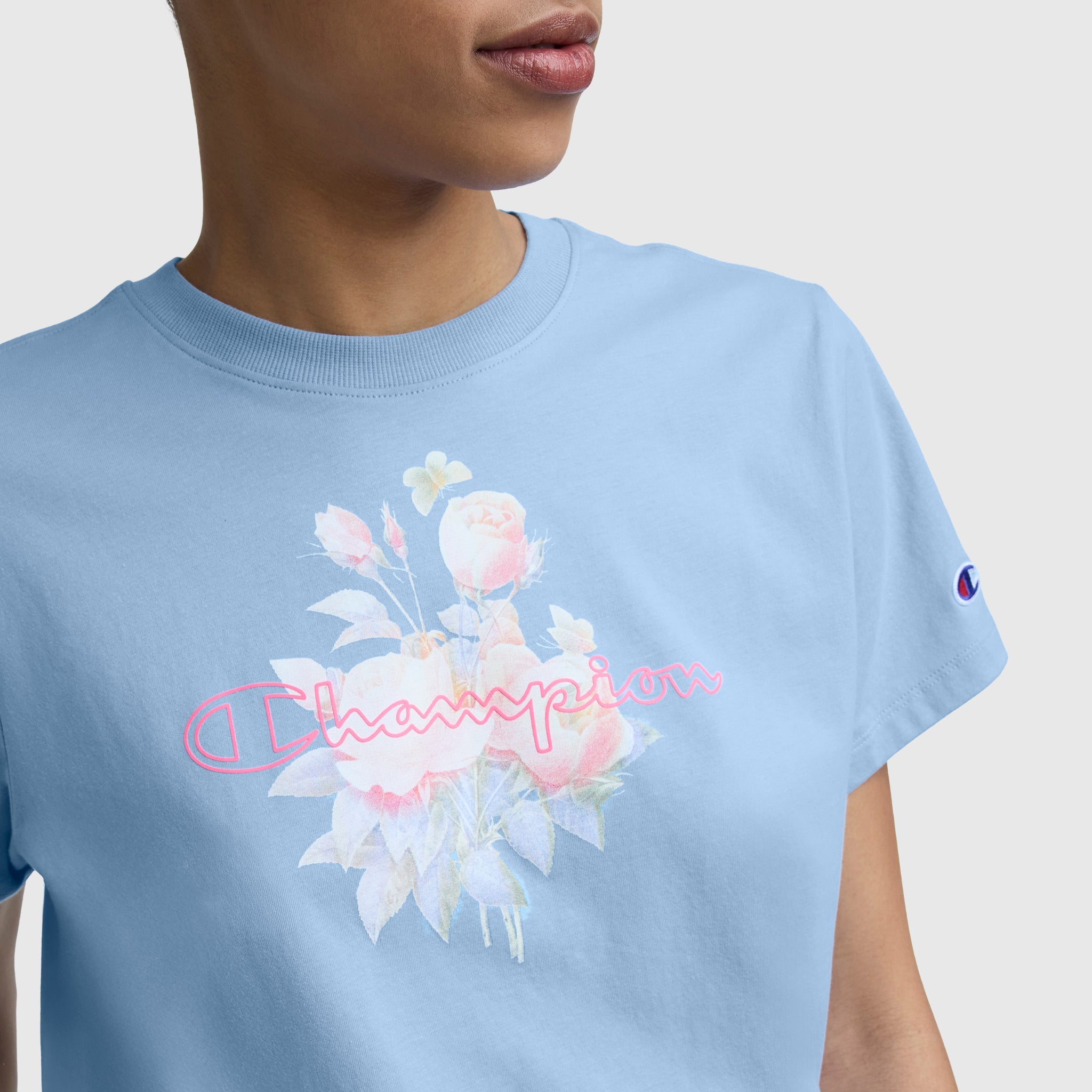 Champion Blurred Roses Graphic T-Shirt - Placid Blue