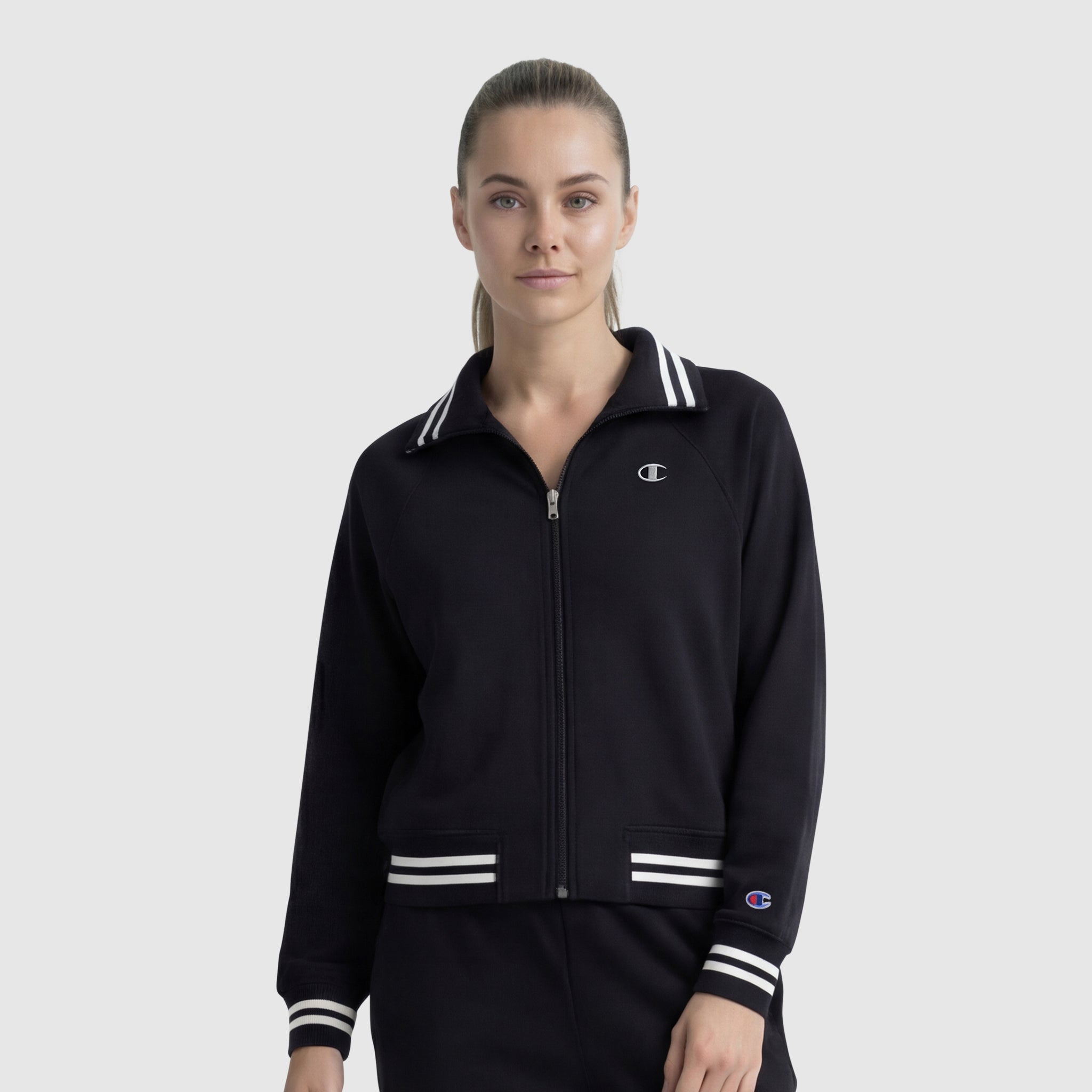 Champion Pitcher Full-Zip Mockneck Top - Black