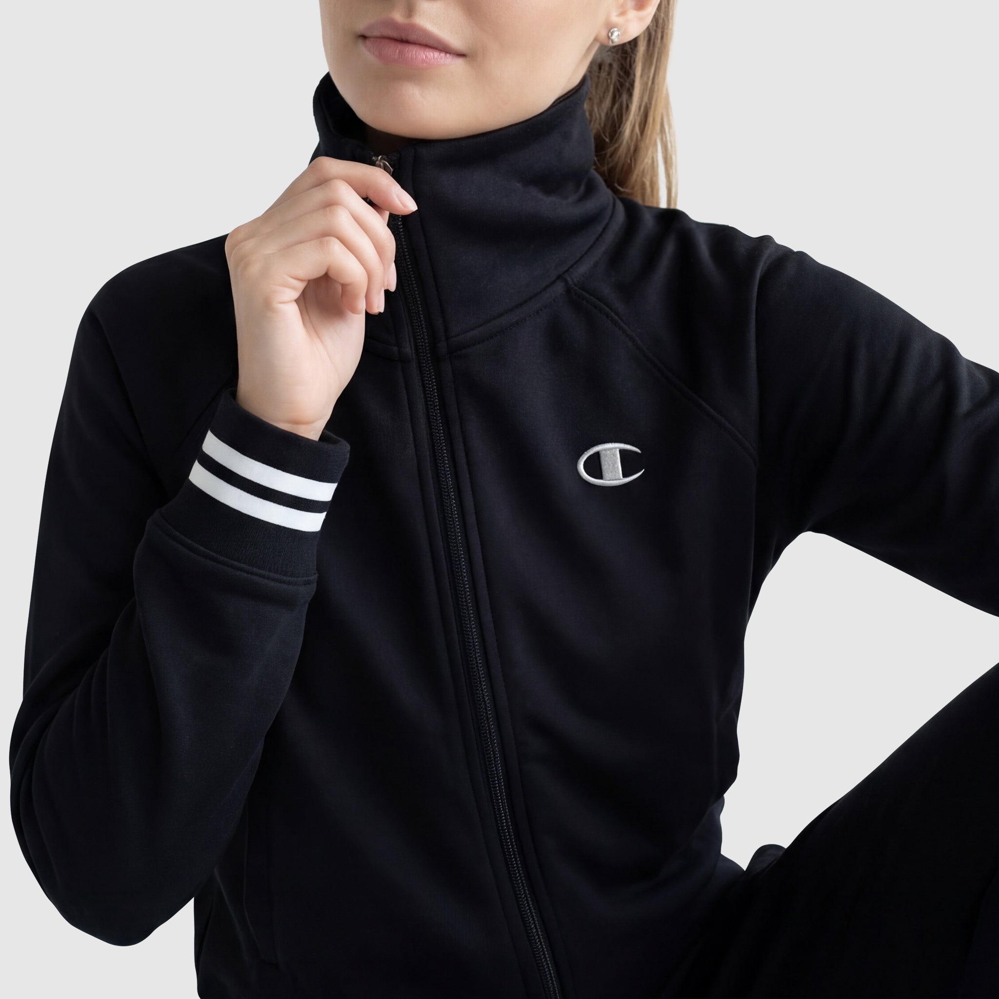 Champion Pitcher Full-Zip Mockneck Top - Black