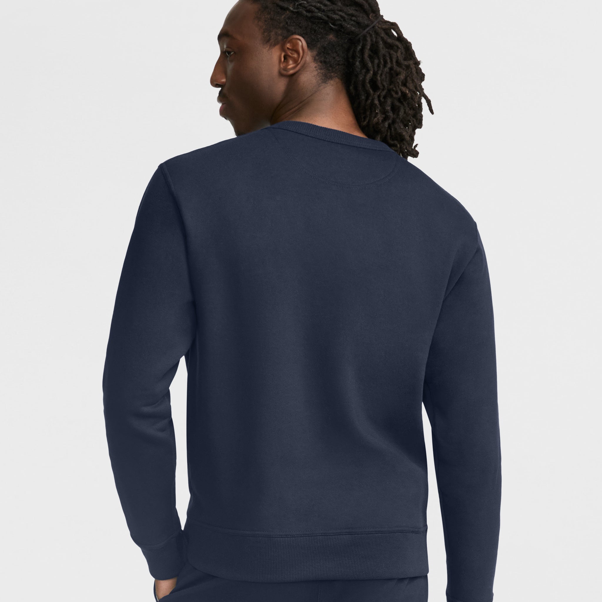 Champion Powerblend Crewneck Sweatshirt, Script Logo - Deep Navy