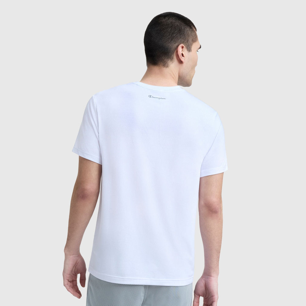 Champion Sport Crewneck T-Shirt, Script Logo - Bright White