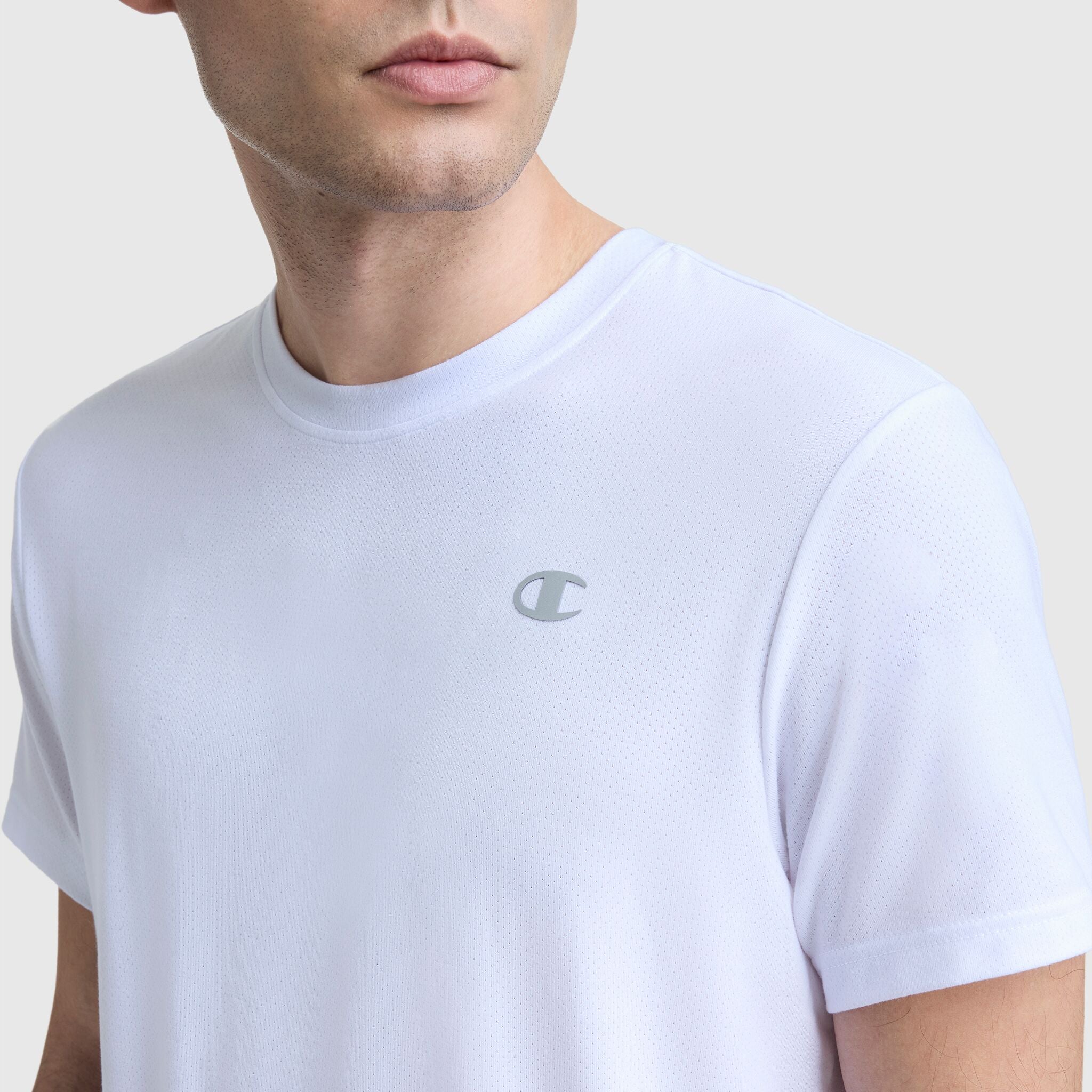 Champion Sport Crewneck T-Shirt, Script Logo - Bright White