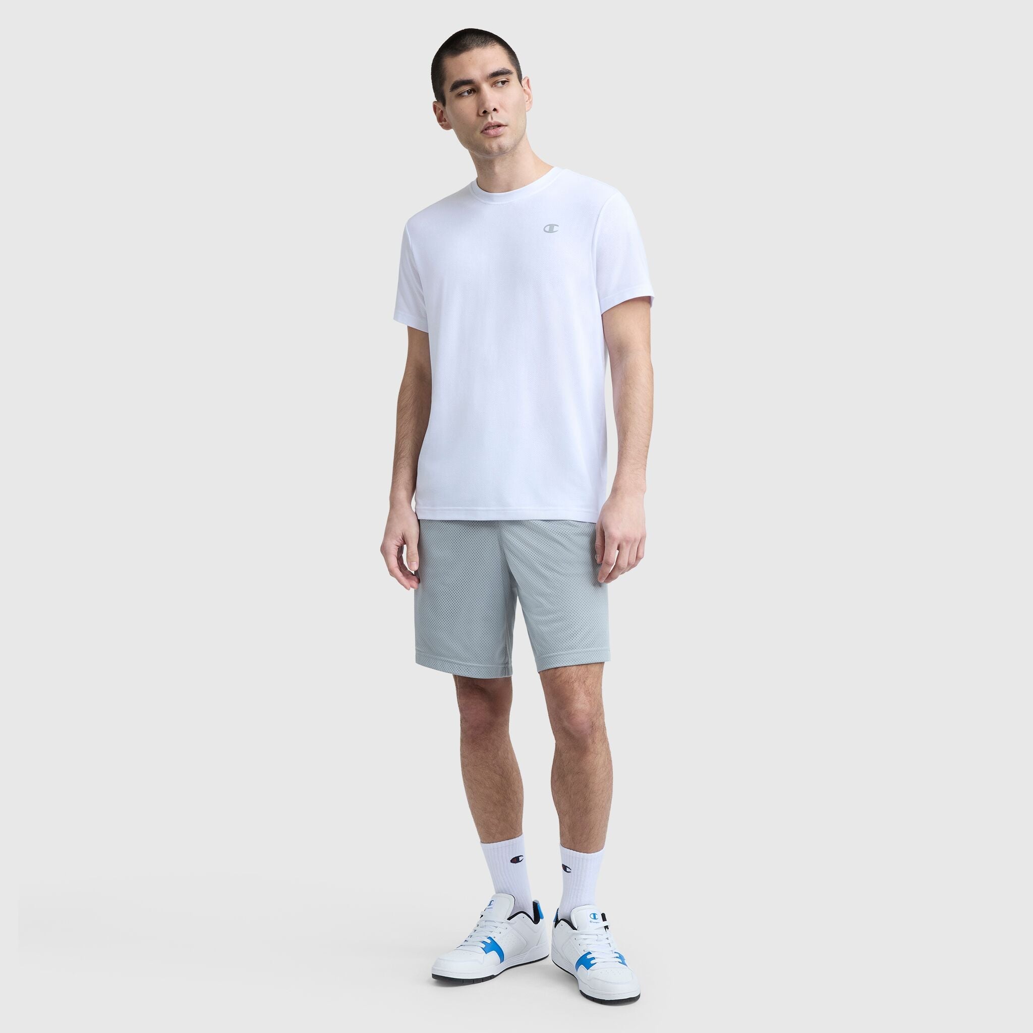 Champion Sport Crewneck T-Shirt, Script Logo - Bright White