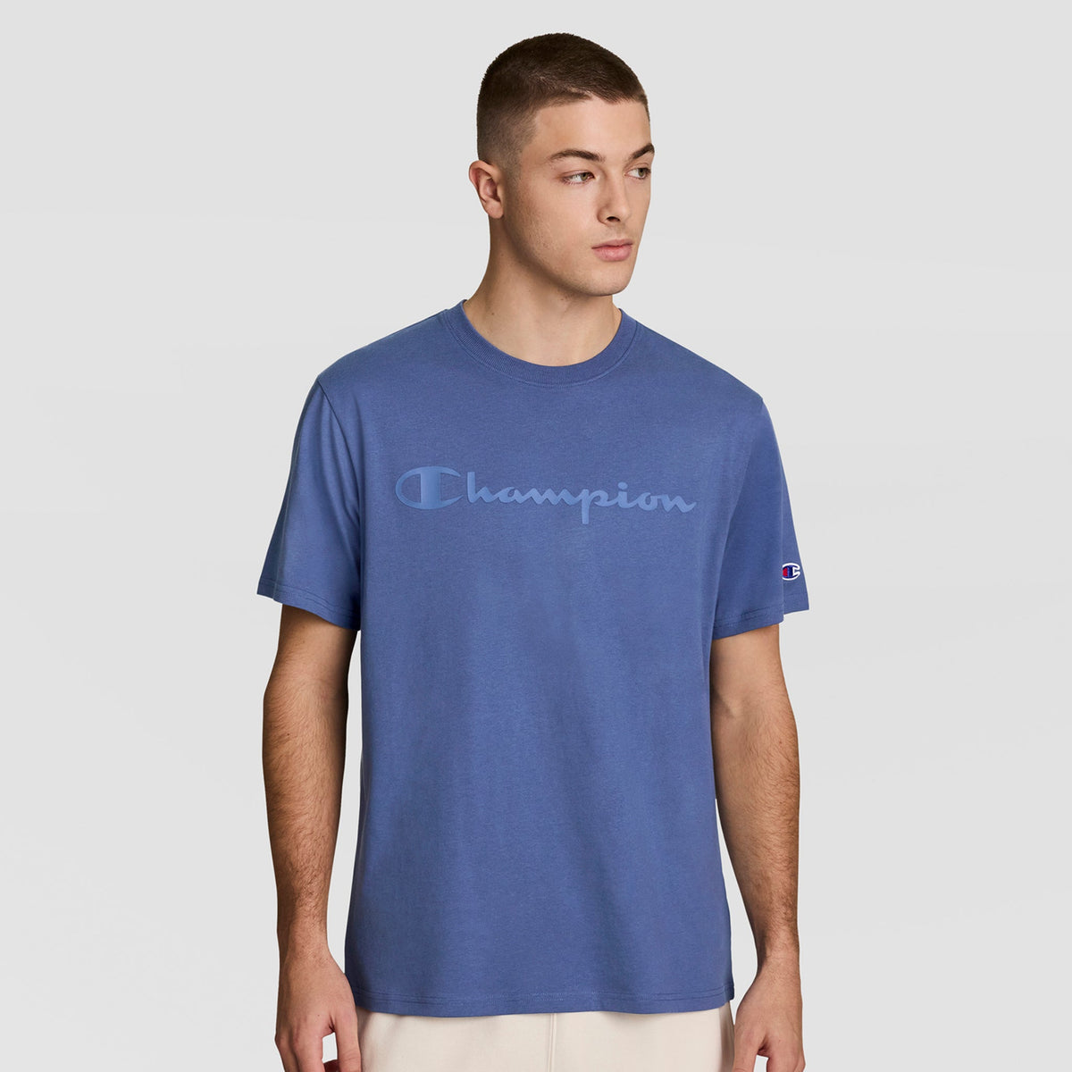 Champion Classic Graphic T-Shirt, Tonal Script Logo - Coastal Fjord