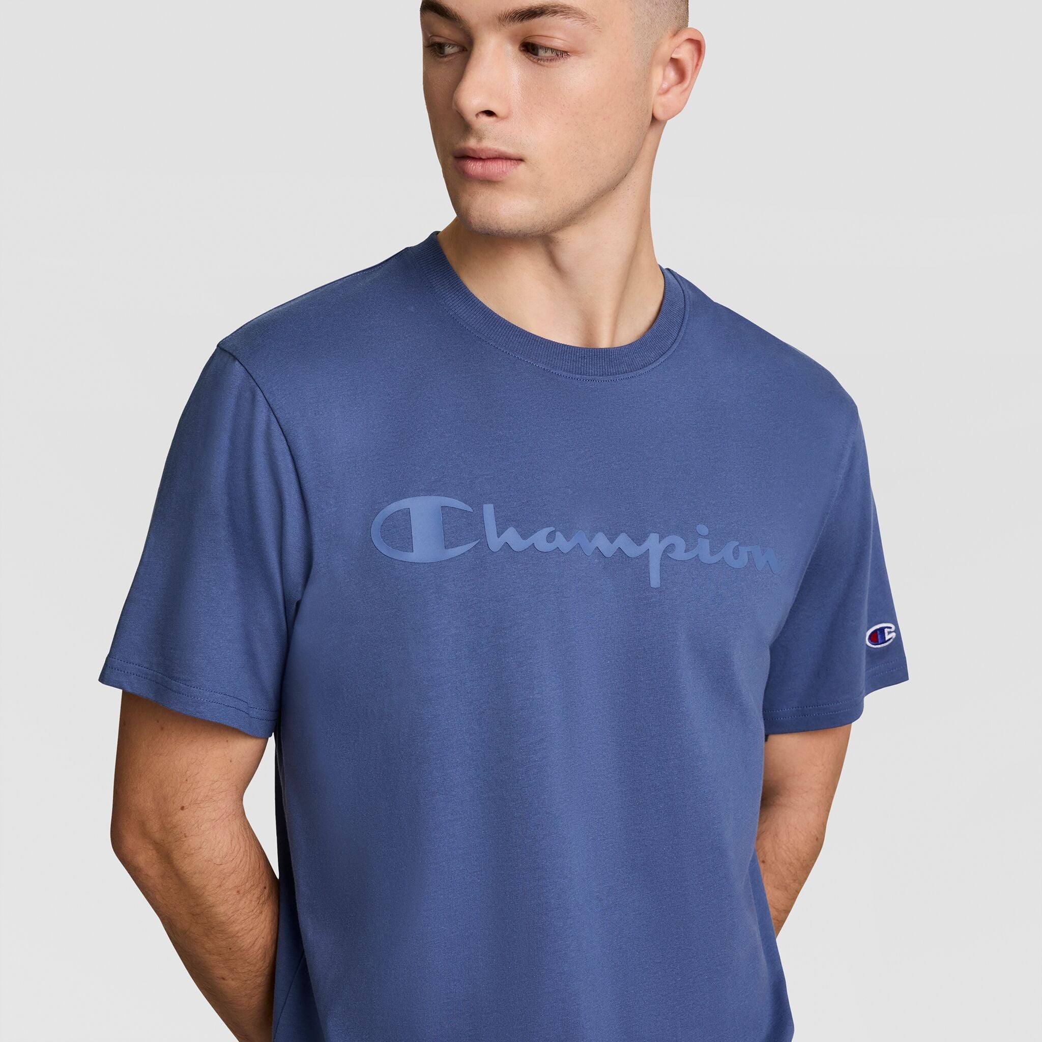 Champion Classic Graphic T-Shirt, Tonal Script Logo - Coastal Fjord