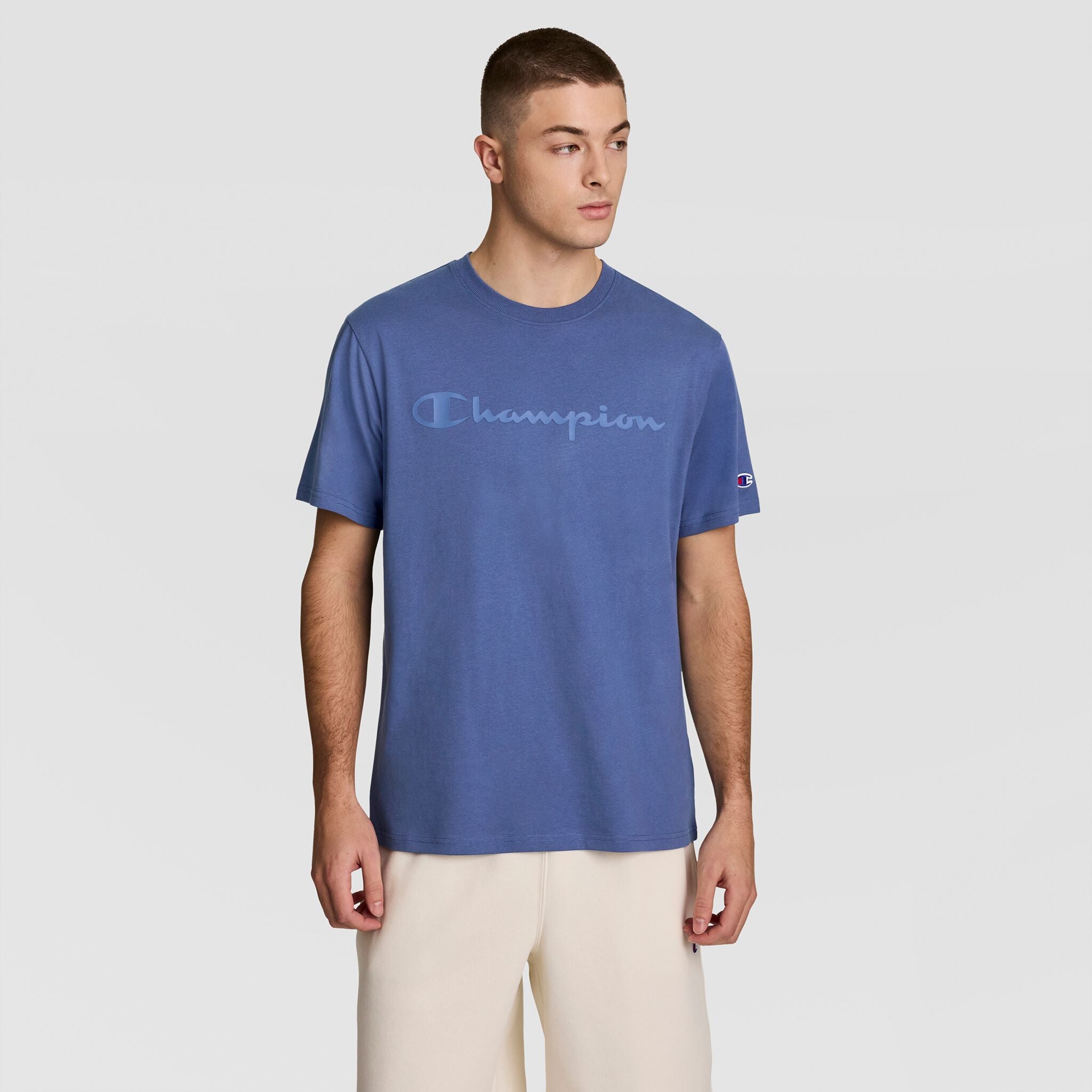 Champion Classic Graphic T-Shirt, Tonal Script Logo - Coastal Fjord