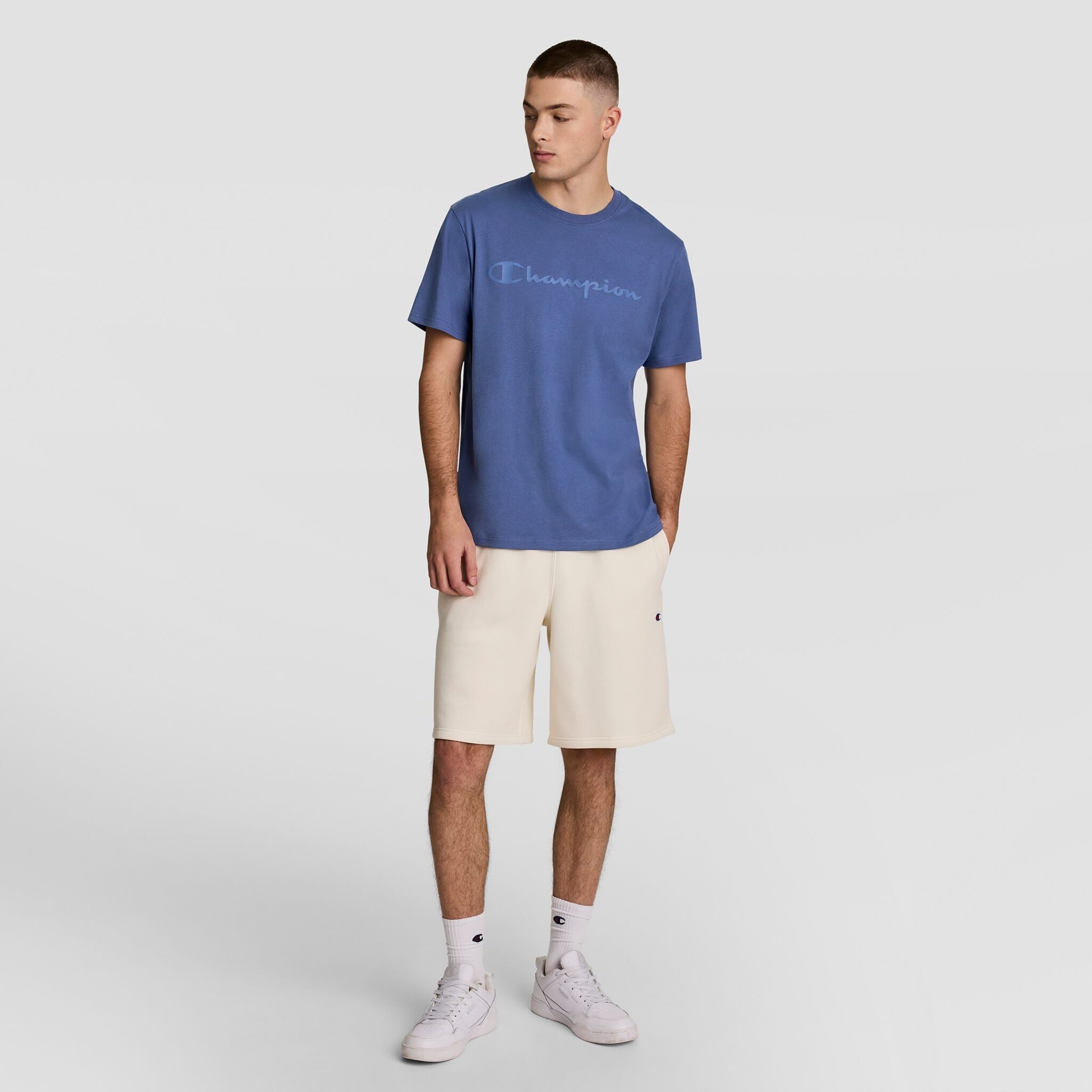 Champion Classic Graphic T-Shirt, Tonal Script Logo - Coastal Fjord