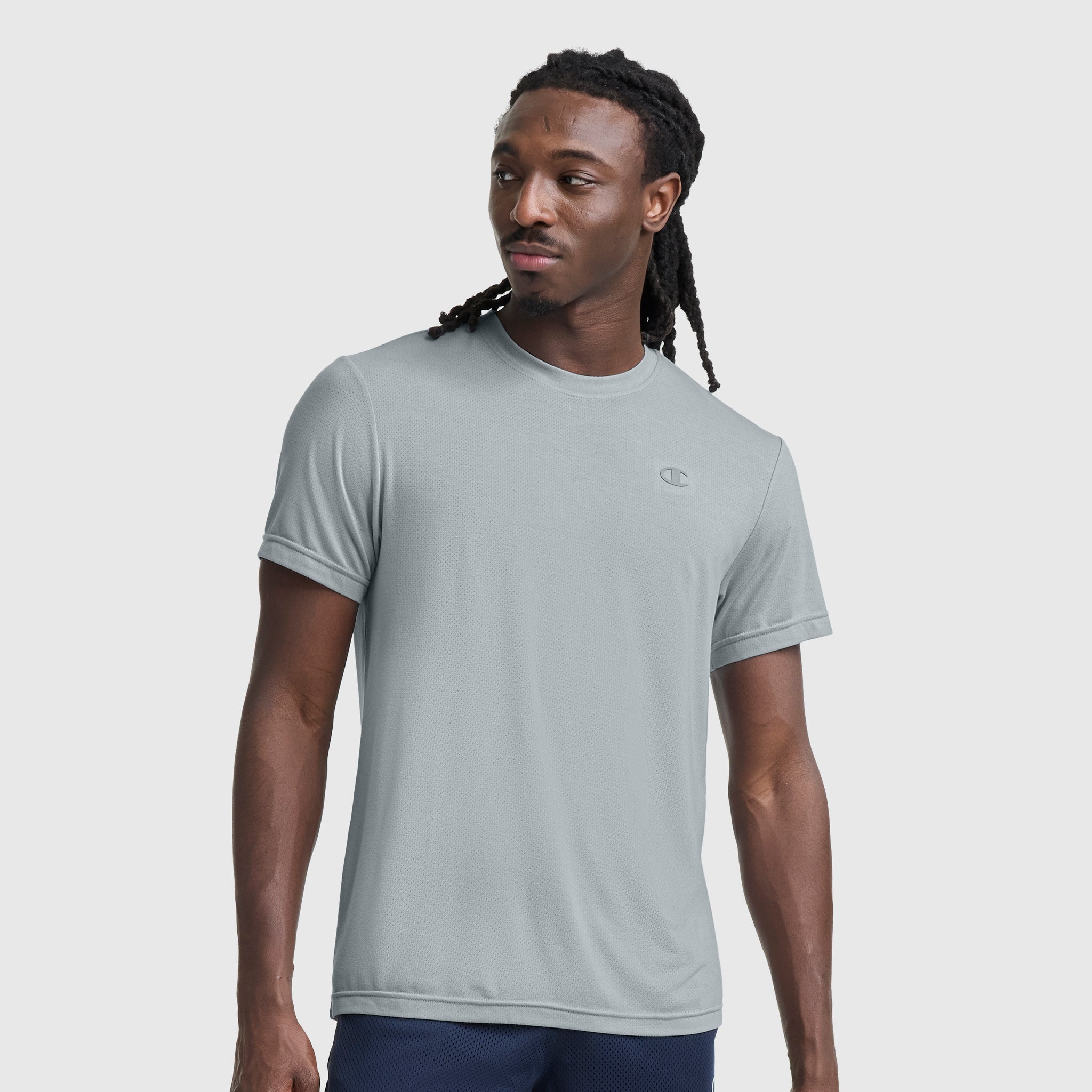 Champion Sport Crewneck T-Shirt, Script Logo - Quarry