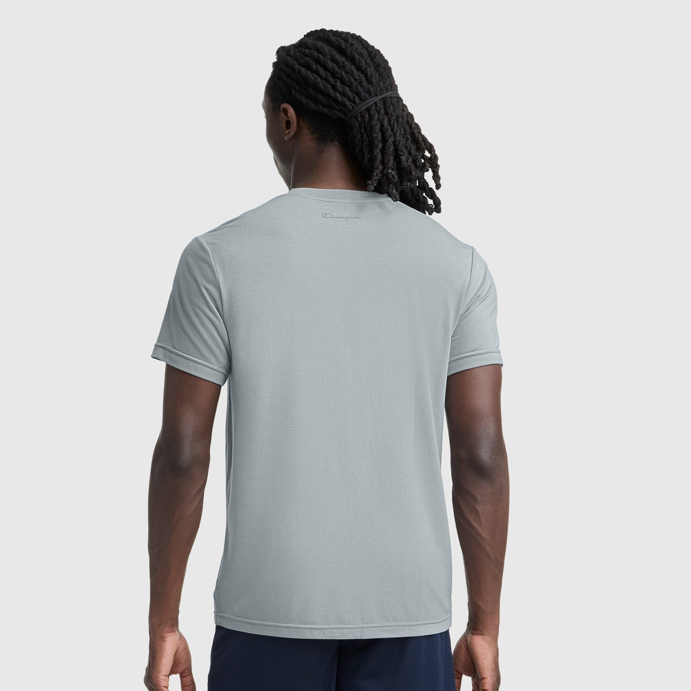 Champion Sport Crewneck T-Shirt, Script Logo - Quarry