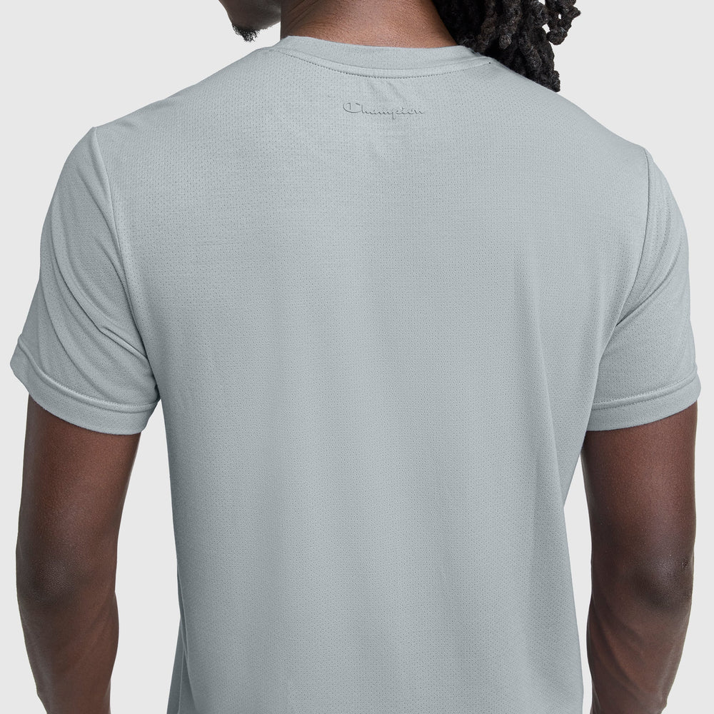 Champion Sport Crewneck T-Shirt, Script Logo - Quarry