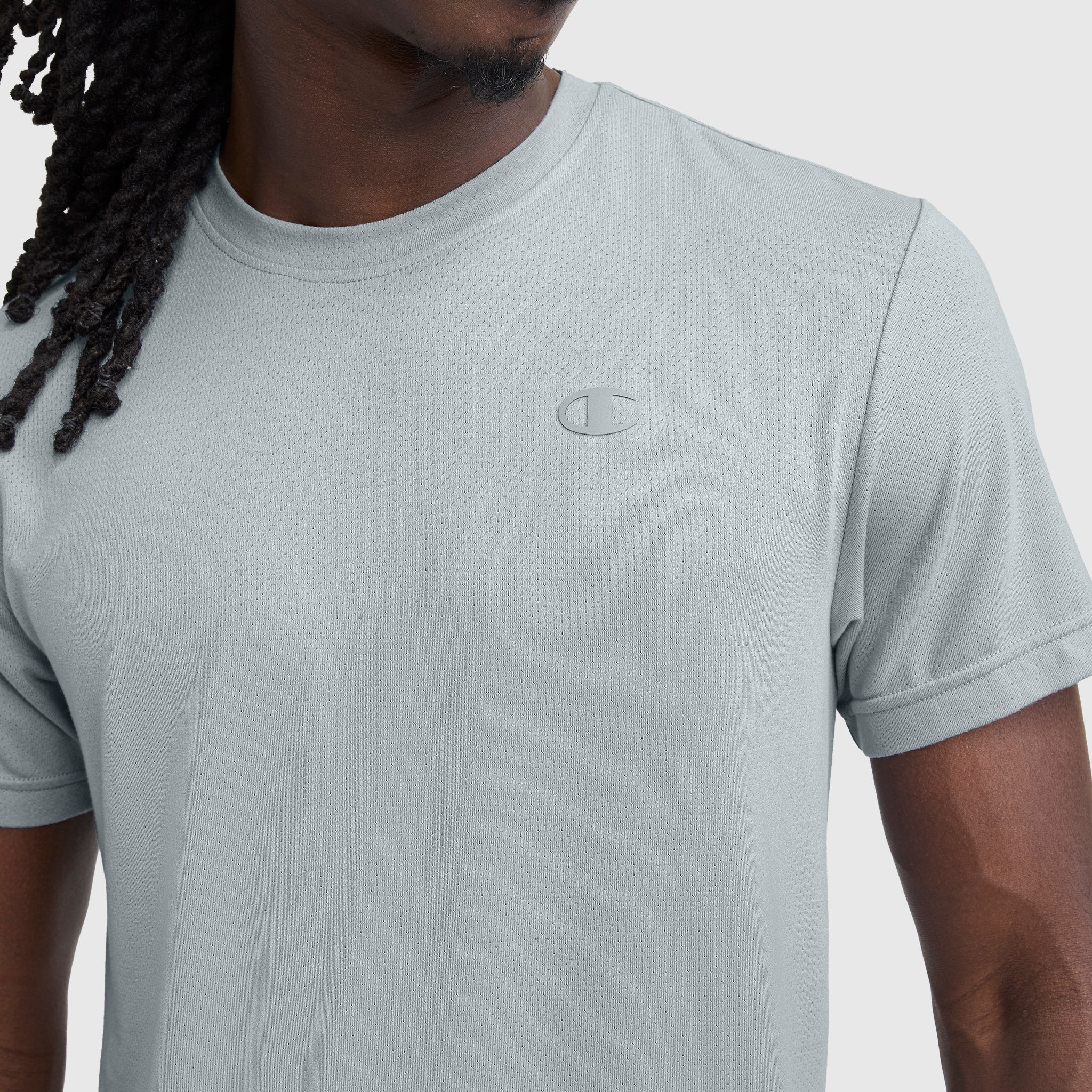 Champion Sport Crewneck T-Shirt, Script Logo - Quarry
