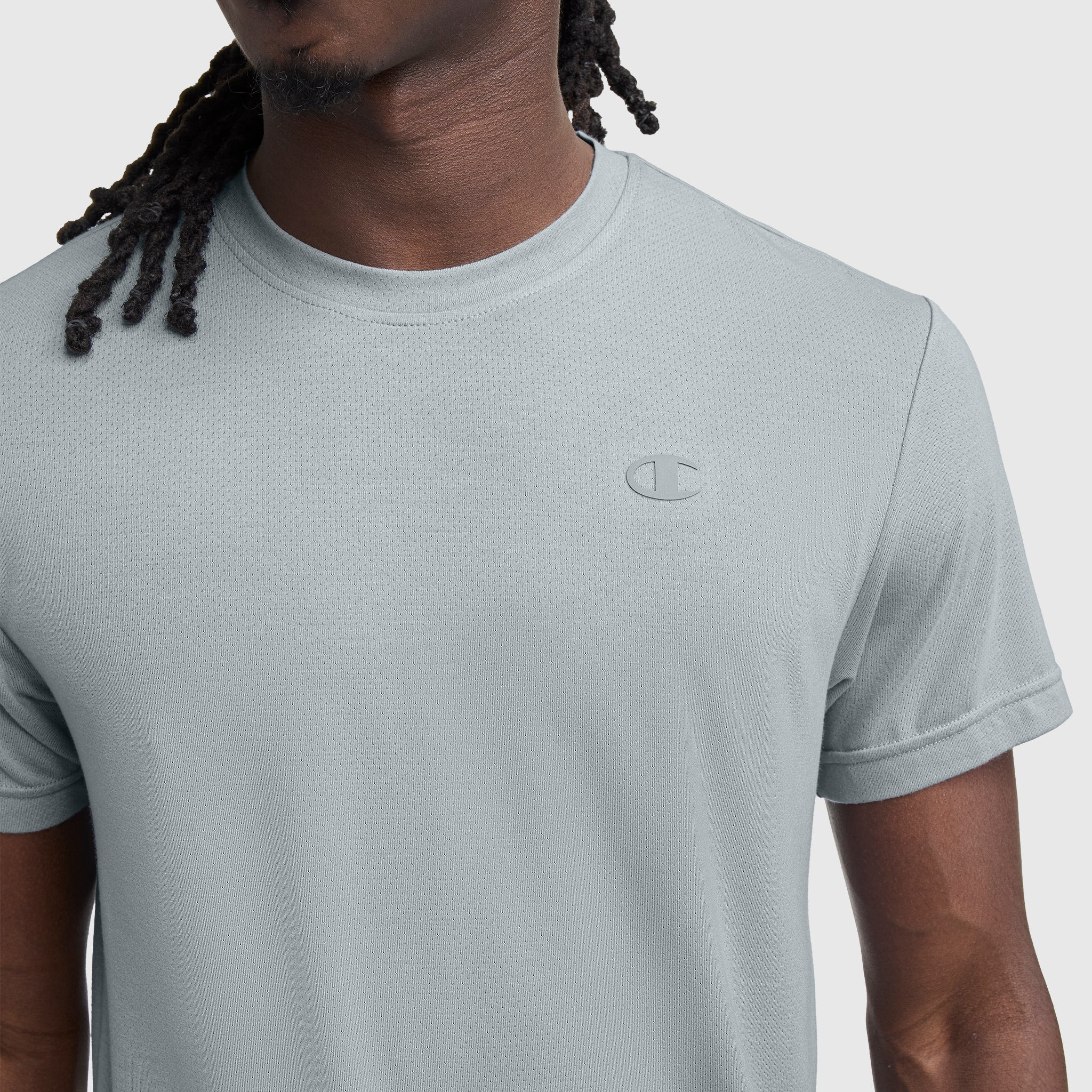Champion Sport Crewneck T-Shirt, Script Logo - Quarry
