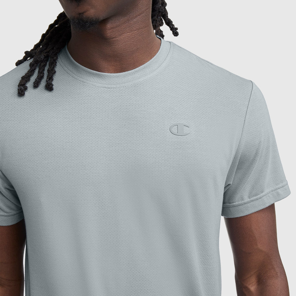 Champion Sport Crewneck T-Shirt, Script Logo - Quarry